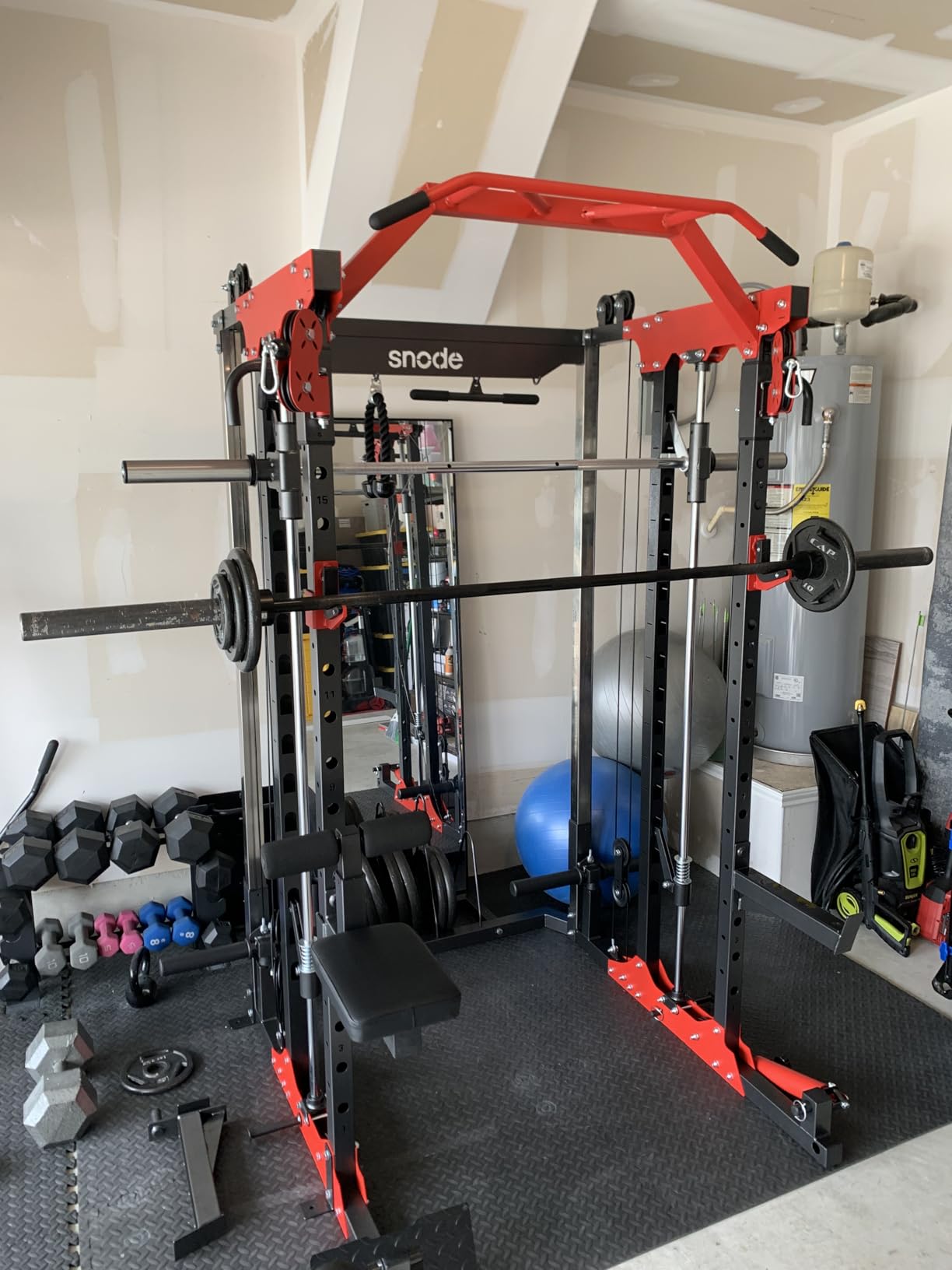 SNODE ALL10 Smith Machine for Home Gym, Power Rack with Cable Crossover, Squat Rack with Leg Press and Advanced LAT Pull-Down Seat, 2000LB Weight Capacity customer photo 1