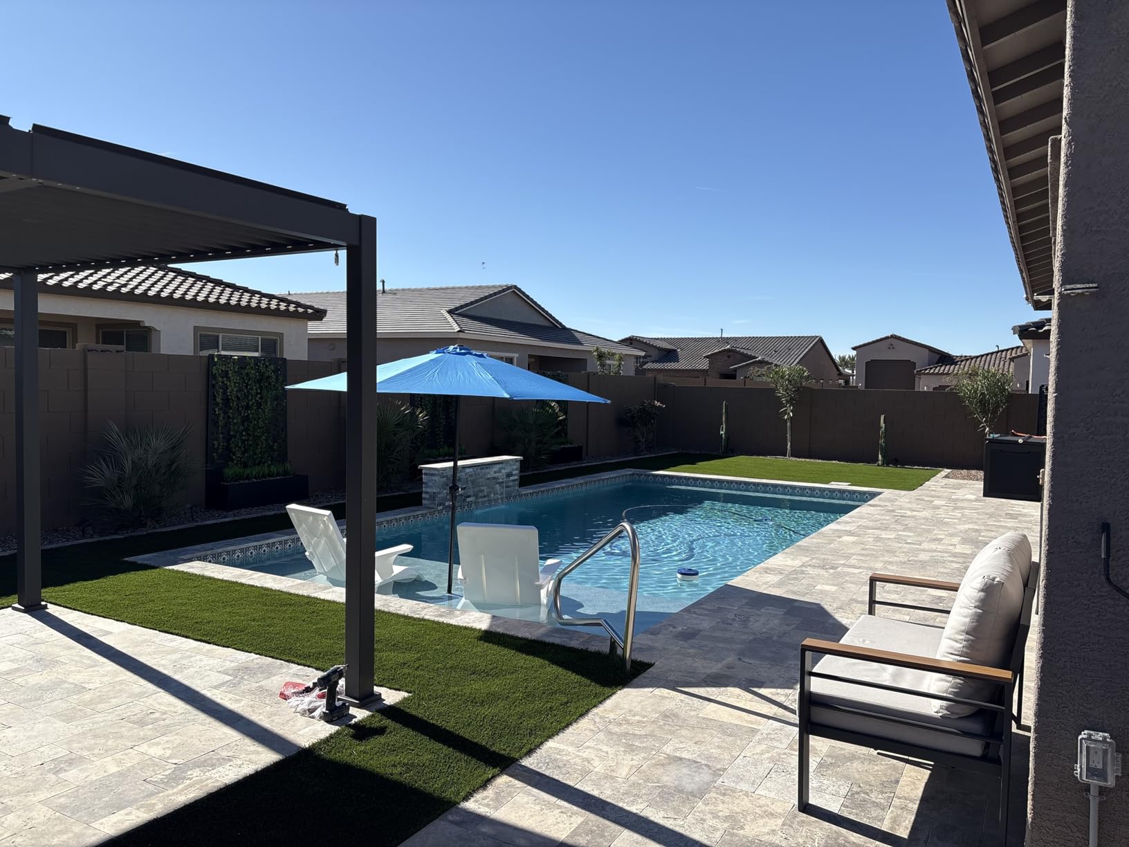 Louvered Pergola, 10 x 10 Aluminum Pergola, Outdoor Modern Design with Adjustable Roof and Hidden Drainage System, Durable for Garden, Yard, Deck (Dark Gray, 10x10) customer photo 1