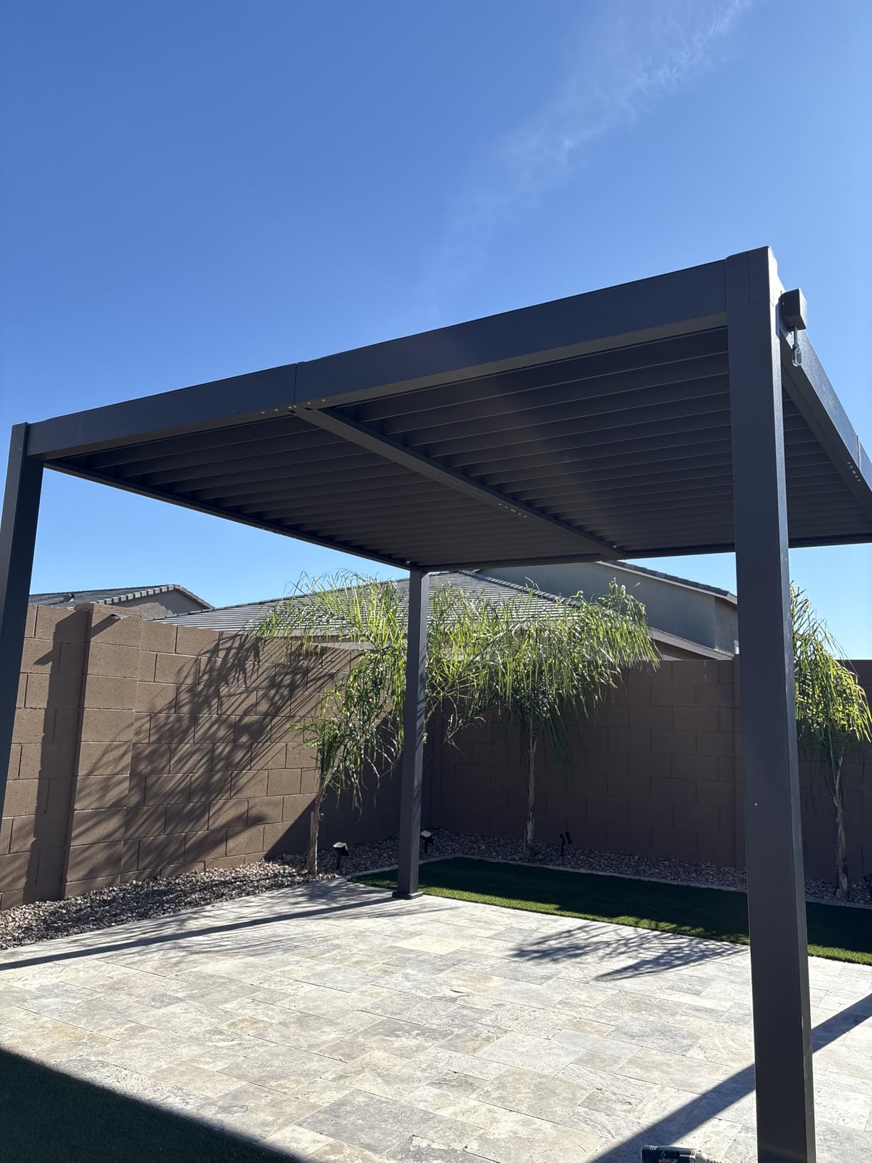 Louvered Pergola, 10 x 10 Aluminum Pergola, Outdoor Modern Design with Adjustable Roof and Hidden Drainage System, Durable for Garden, Yard, Deck (Dark Gray, 10x10) customer photo 2