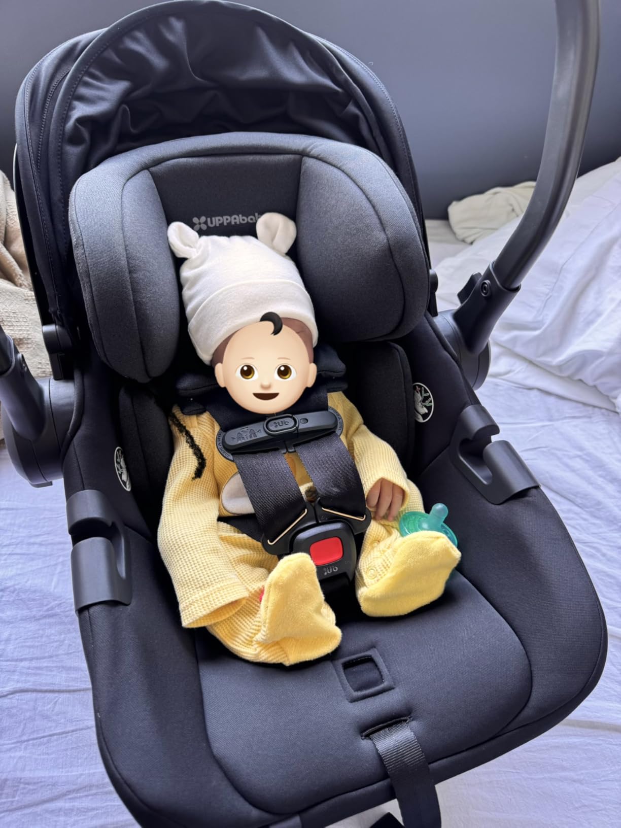 UPPAbaby Aria V2 Lightweight Infant Car Seat - Just Under 6 lbs - Base with Load Leg + Infant Insert + All-Weather FootCover Included - Direct Stroller Attachment - Savannah (Pearl Grey Mélange) customer photo 1