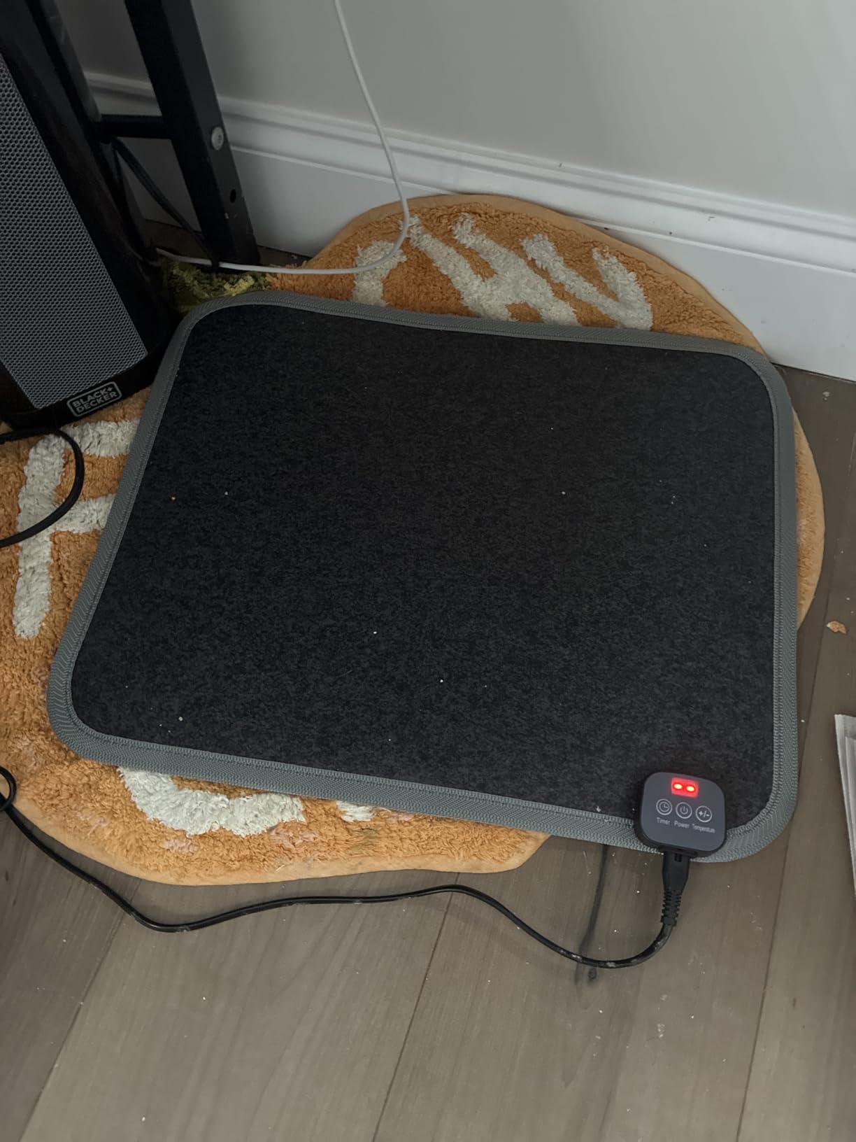 Heated Floor Mat for Foot Warmer - 110V Adjustable Temperature Under Desk Electric Heater with Timer for Office Bathroom Home, Heating Pad for Cold Feet customer photo 1