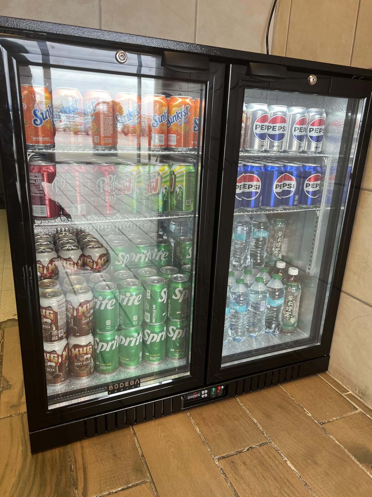 BODEGACOOLER 35.4 Inch Under Counter Beverage Refrigerator, 2 Door Back Bar Cooler, Dual Zone 32-50°F, 7.4 Cu.Ft Built-in or Freestanding Glass Door Fridge with LED Lighting, Holds 220 Cans/68 Bottles customer photo 2
