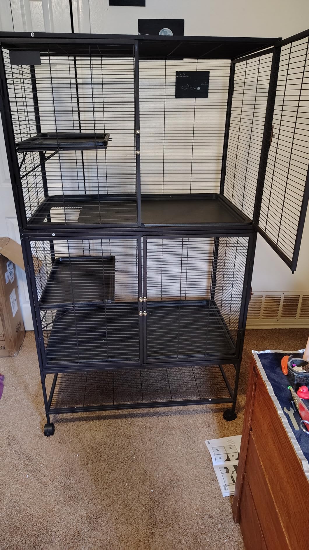 Garvee Metal Small Animal Cage,64 in H Ferret Cage for Small Animals - 4 Tier Large Hamster Cage with Removable Ramp, Hammock, Extra Storage Stand,Removable Tray for Ferret, Chinchilla, Hamster customer photo 2