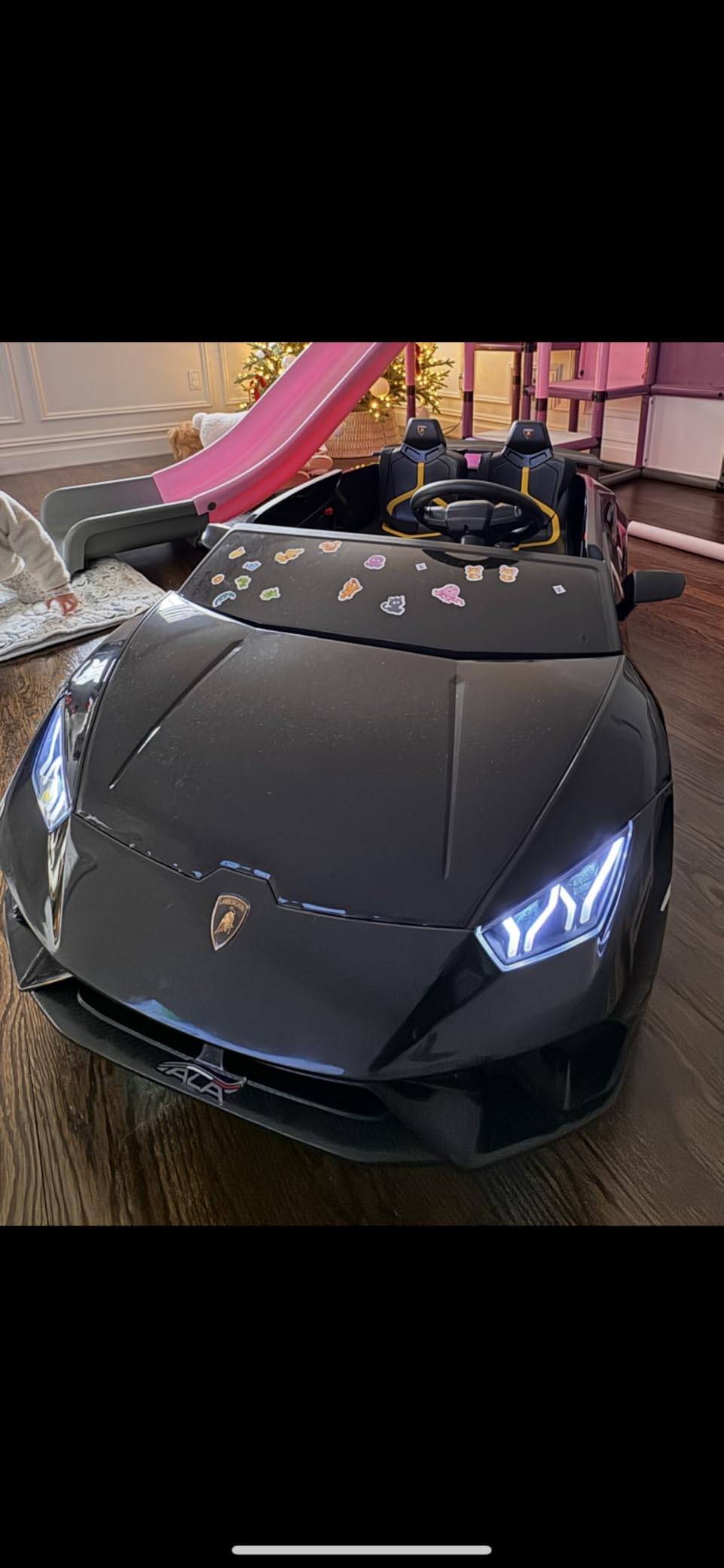 Blitzshark 24V 2 Seater Kids Ride on Car Compatible for Lamborghini Electric 4WD, with 4X75W Motors, 7AH Big Battery, 2.4G Remote Control, Suspension, Fantastic Lights & Music, Pink customer photo 2