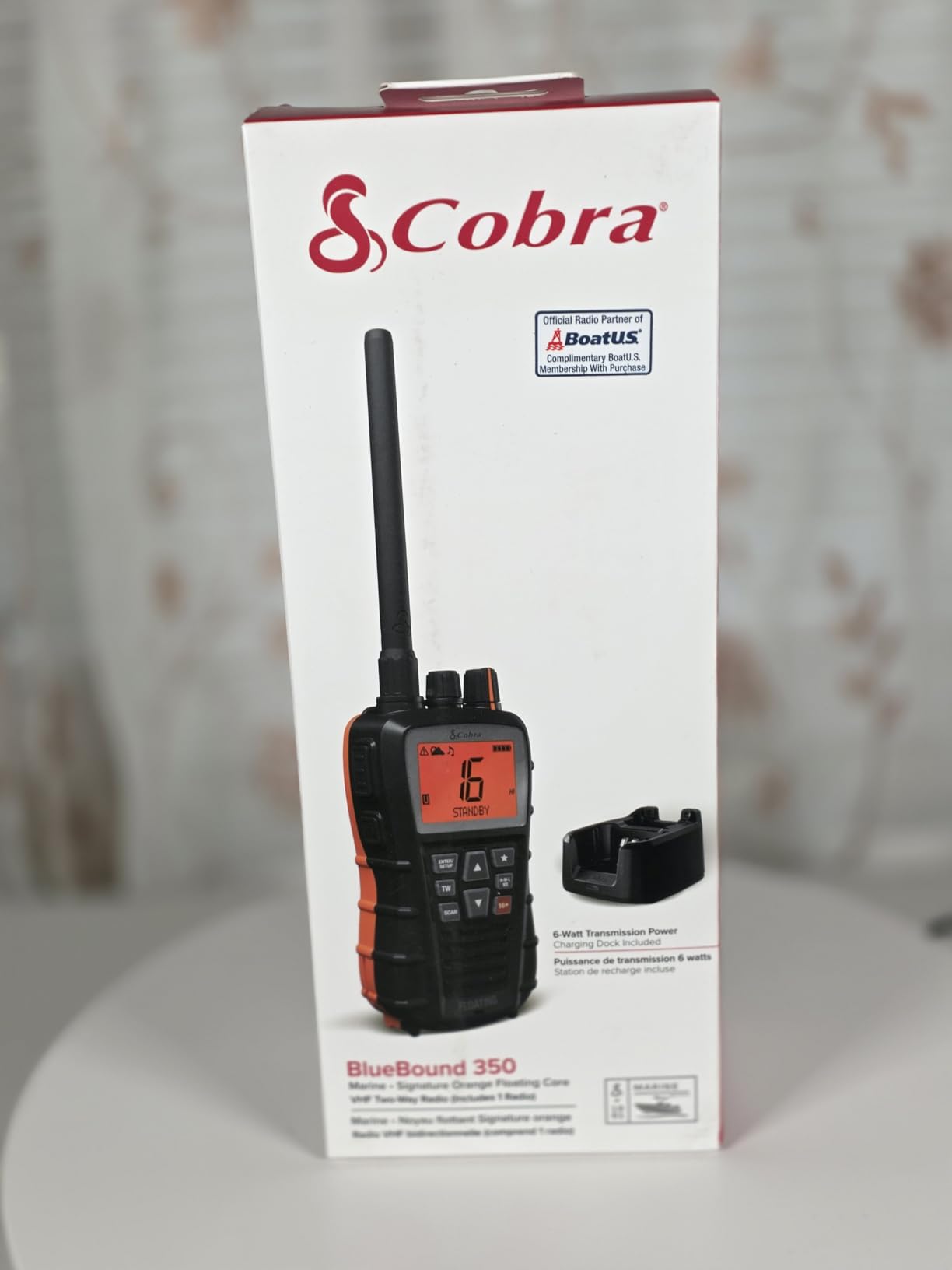 Cobra BlueBound 350 VHF Handheld Marine Radio - White - 6-Watt, Floating, Long Range, NOAA Weather Alerts, International Functionality, IPX7 Waterproof, USB-C, Submersible, LCD Screen, Belt Clip customer photo 2