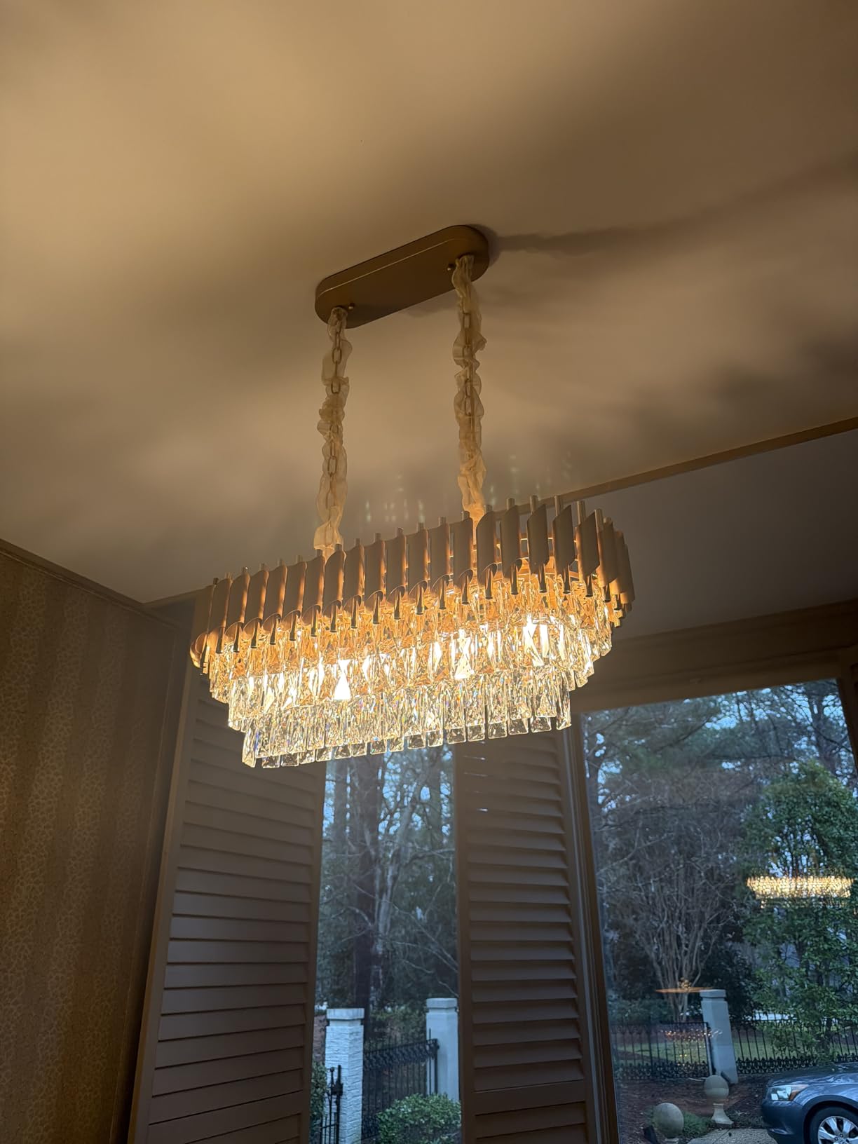 35'' Large Foyer Chandeliers Modern Gold Crystal Chandeliers for Staircase 22 Light Luxury Chandelier 7-Tier K9 Crystal Round Chandelier with Adjustable Chain for High Ceiling Entry Living Room customer photo 1