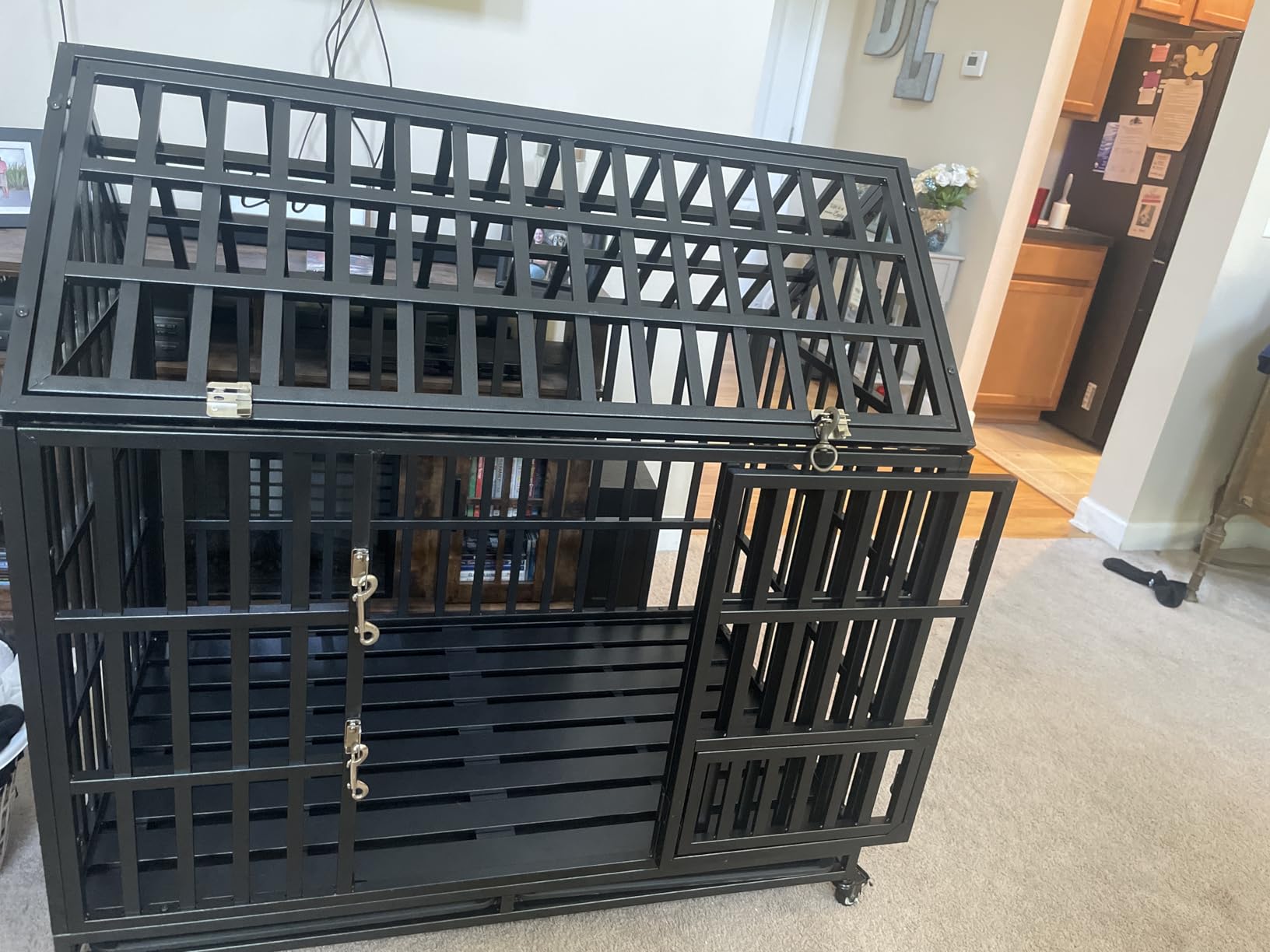 Heavy Duty Dog Crate, ACIDBOLT 55 Inch Indestructible Escape Proof XL Metal Dog Kennel Cage for Large Medium Small Dogs, Indoor High Anxiety Pet Crate with 2 Door, 4 Lockable Wheels and Removable Tray customer photo 1