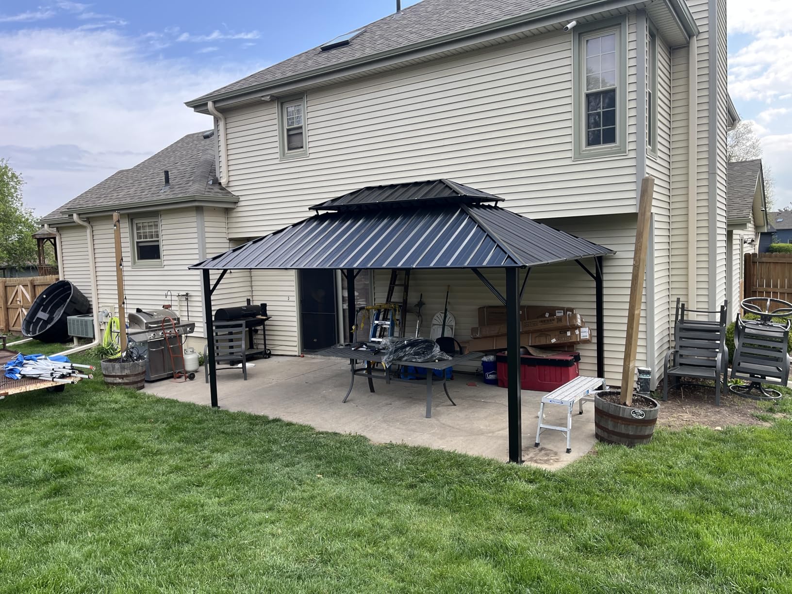 Aoxun 12Ft X 16Ft Hardtop Gazebo, Aluminum Metal Outdoor Gazebo with Breathable Netting and Curtains, Galvanized Steel Double Top, Permanent Patio Pavilion for Backyard, Wedding, Party customer photo 1