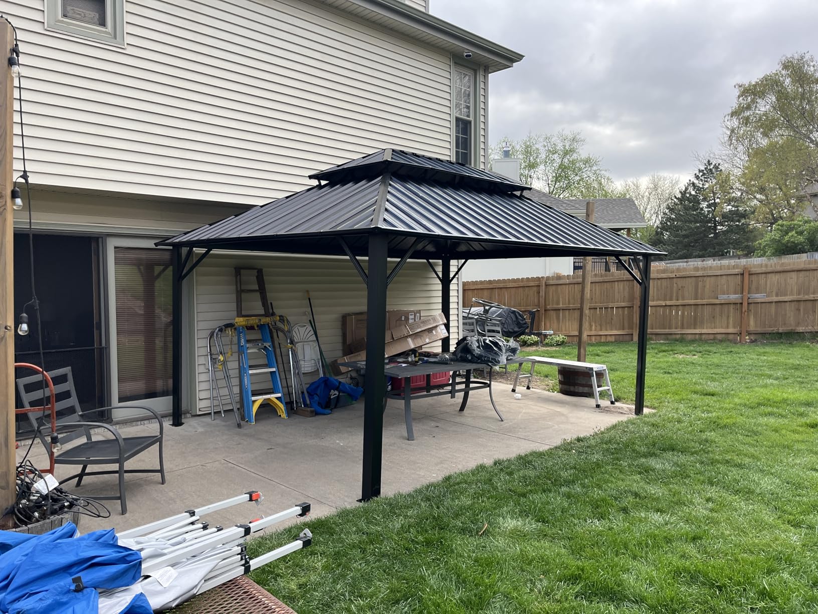 Aoxun 12Ft X 16Ft Hardtop Gazebo, Aluminum Metal Outdoor Gazebo with Breathable Netting and Curtains, Galvanized Steel Double Top, Permanent Patio Pavilion for Backyard, Wedding, Party customer photo 2