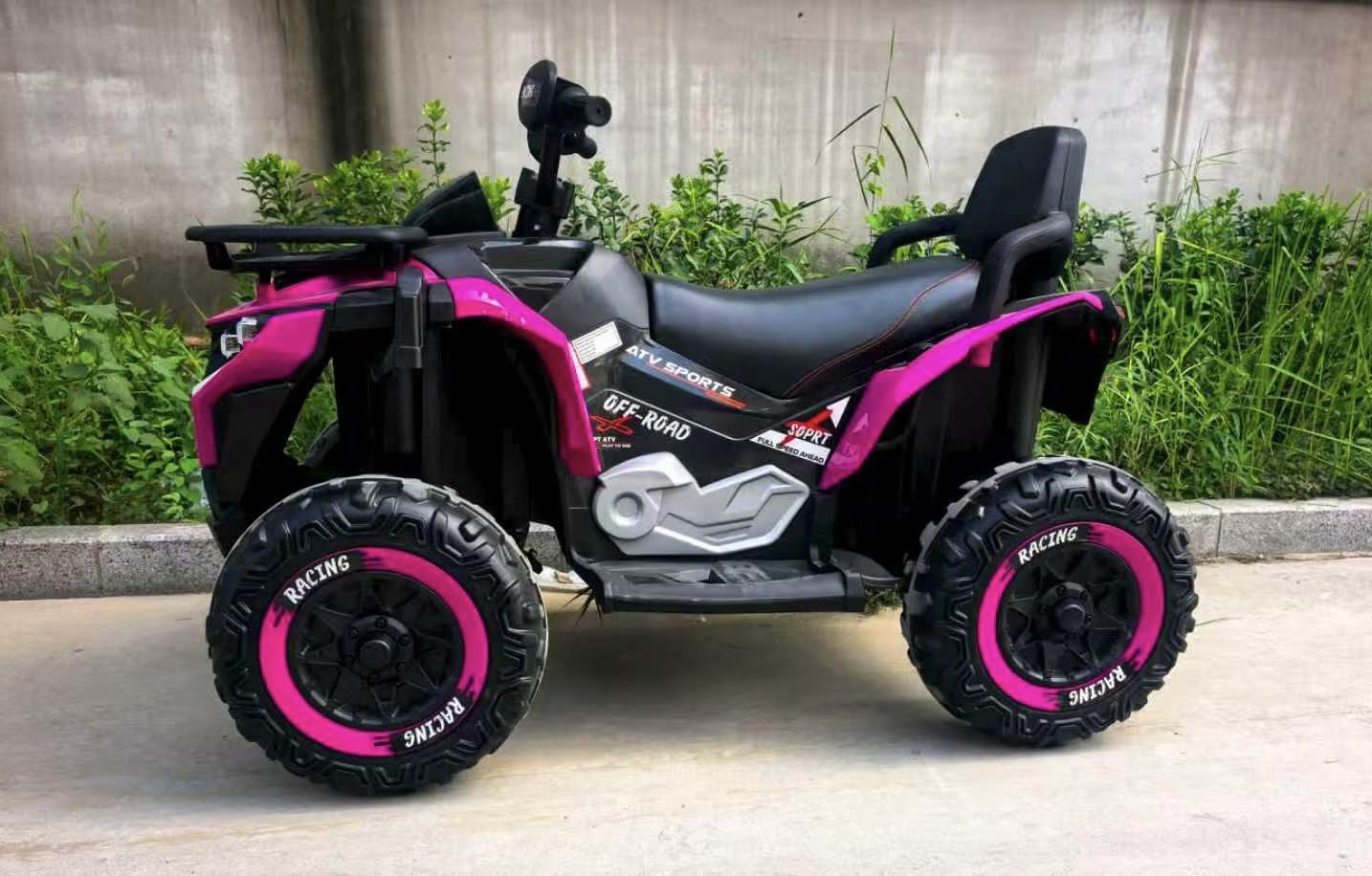 24V Ride on Car, Kids ATV XL Four Wheeler w/EVA Tires, 19-Inch Leather 2 Seater, 800W Motors, Remote Control, Knee Pads, Flower, 24 Volt Ride on Toys Quad for Big Kids, Black customer photo 1