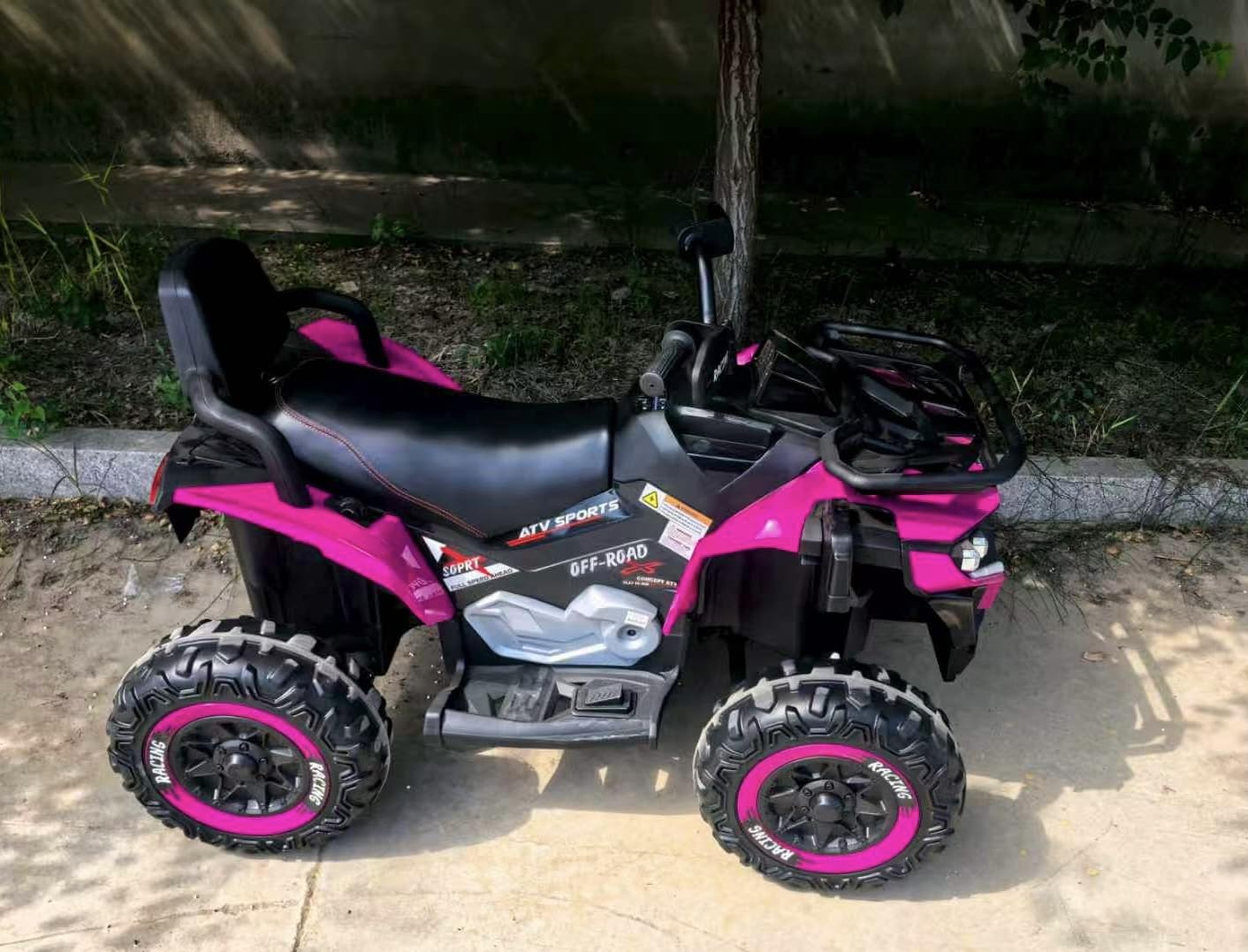 24V Ride on Car, Kids ATV XL Four Wheeler w/EVA Tires, 19-Inch Leather 2 Seater, 800W Motors, Remote Control, Knee Pads, Flower, 24 Volt Ride on Toys Quad for Big Kids, Black customer photo 2