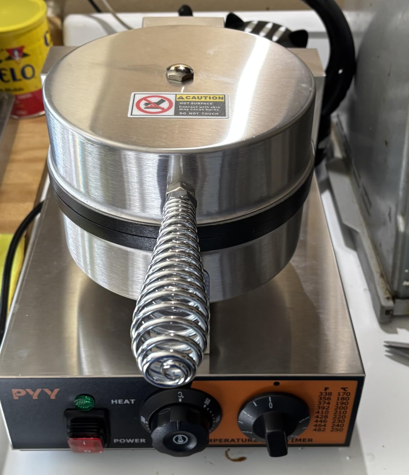 PYY Commercial Waffle Maker - 1300W Non-stick Waffle Iron, 20Pcs/H Stainless Steel Round Belgian Waffle Machine, Time Control and Temperature Adjustable customer photo 1
