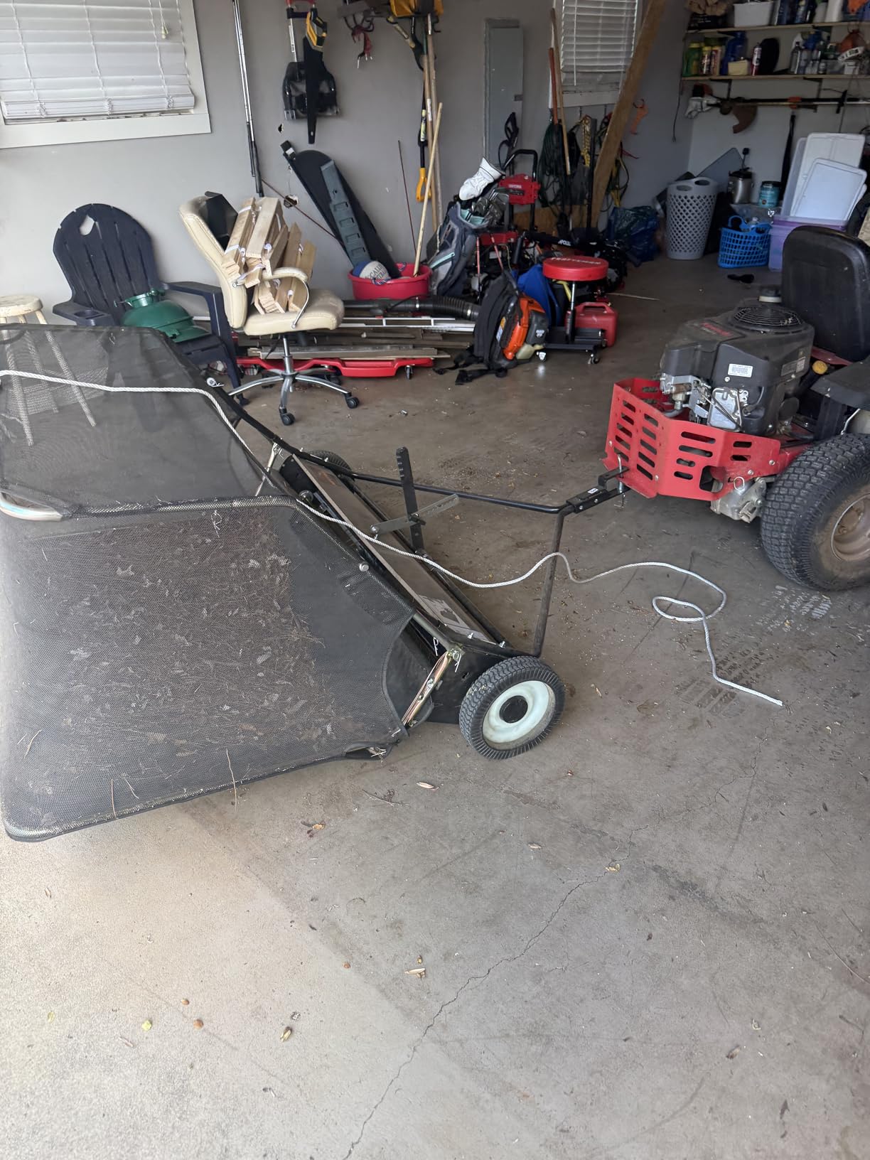 VEVOR 52 in Tow Behind Lawn Sweeper, 26 cu.ft. Large Yard Sweeper, Adjustable Sweeping Height customer photo 2