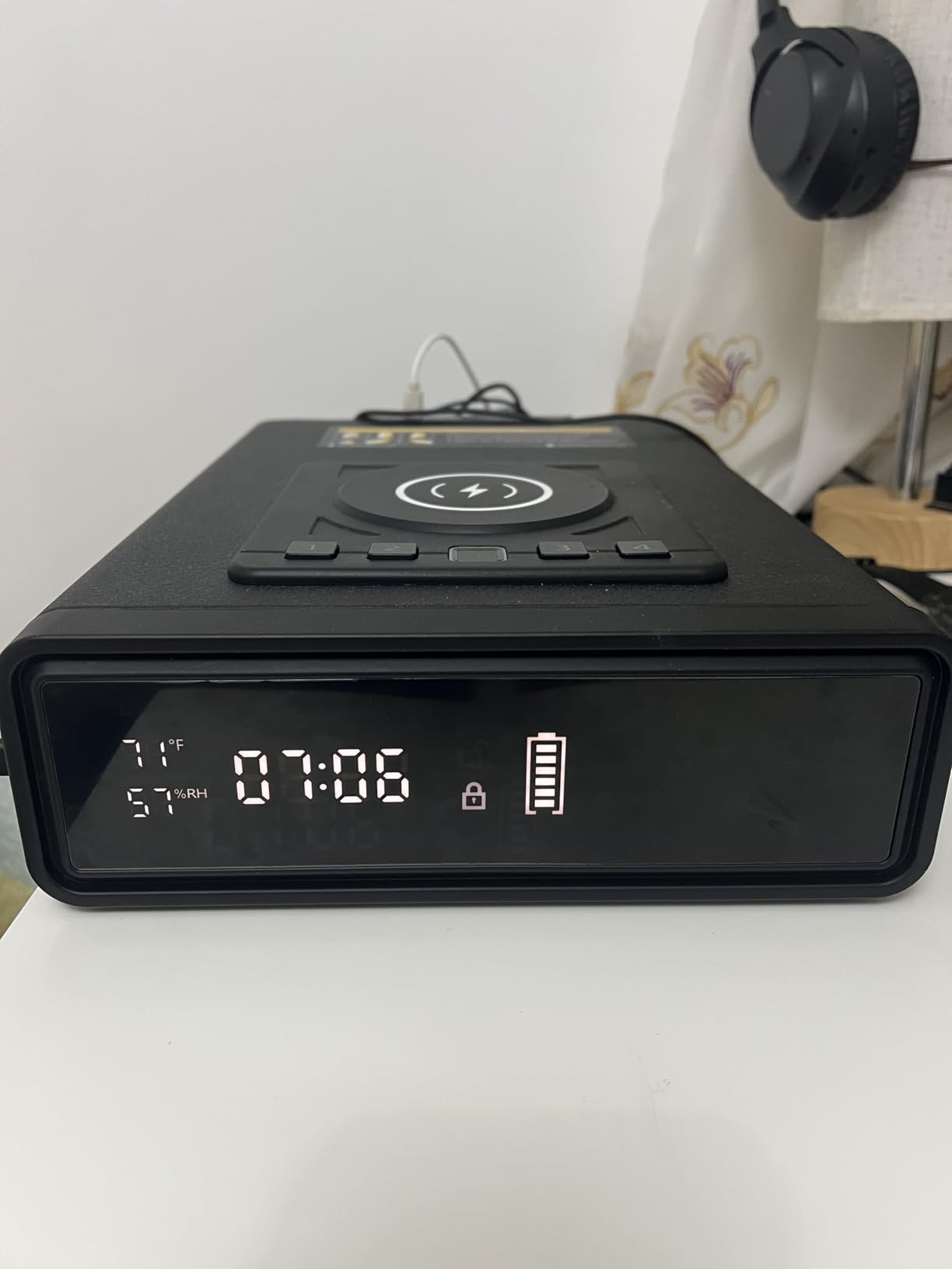 Smart Biometric Gun Safe with Phone & Watch Wireless Charging, 3 Access Unlock Ways, Drop Slot Safes - LED Display, Humidity & Temp Monitoring, Pistol Safe for Cash & Valuables customer photo 2