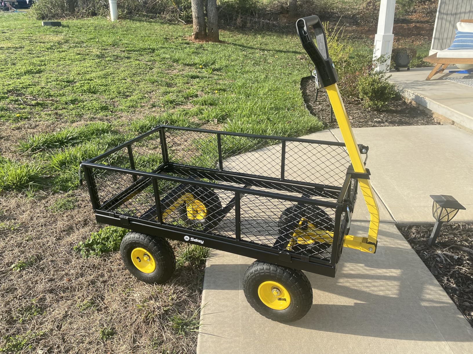 Sekey 1000lbs Heavy Duty Steel Garden Cart for Yard & Farm, Utility Wagon with Removable Sides (Convert to Flatbed), 10