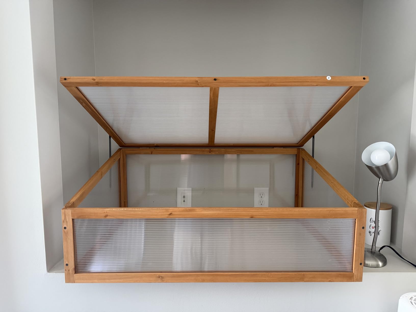 Giantex Wood Cold Frame Greenhouse, Raised Flower Planter Protection with Transparent Openable Roof & Slatted Shelf, 36