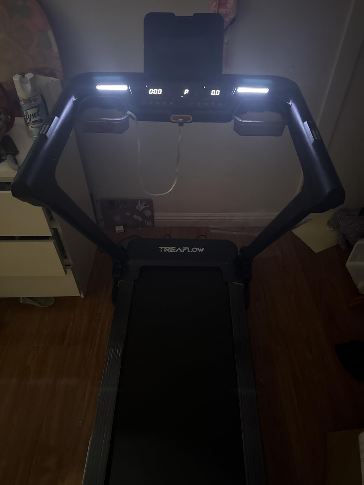 TREAFLOW Treadmill with 0-25% Auto Incline, 3.5 HP Folding for Home Running, 10.0 MPH Max Speed, 300 lbs Weight Capacity, Bluetooth Speaker. customer photo 2
