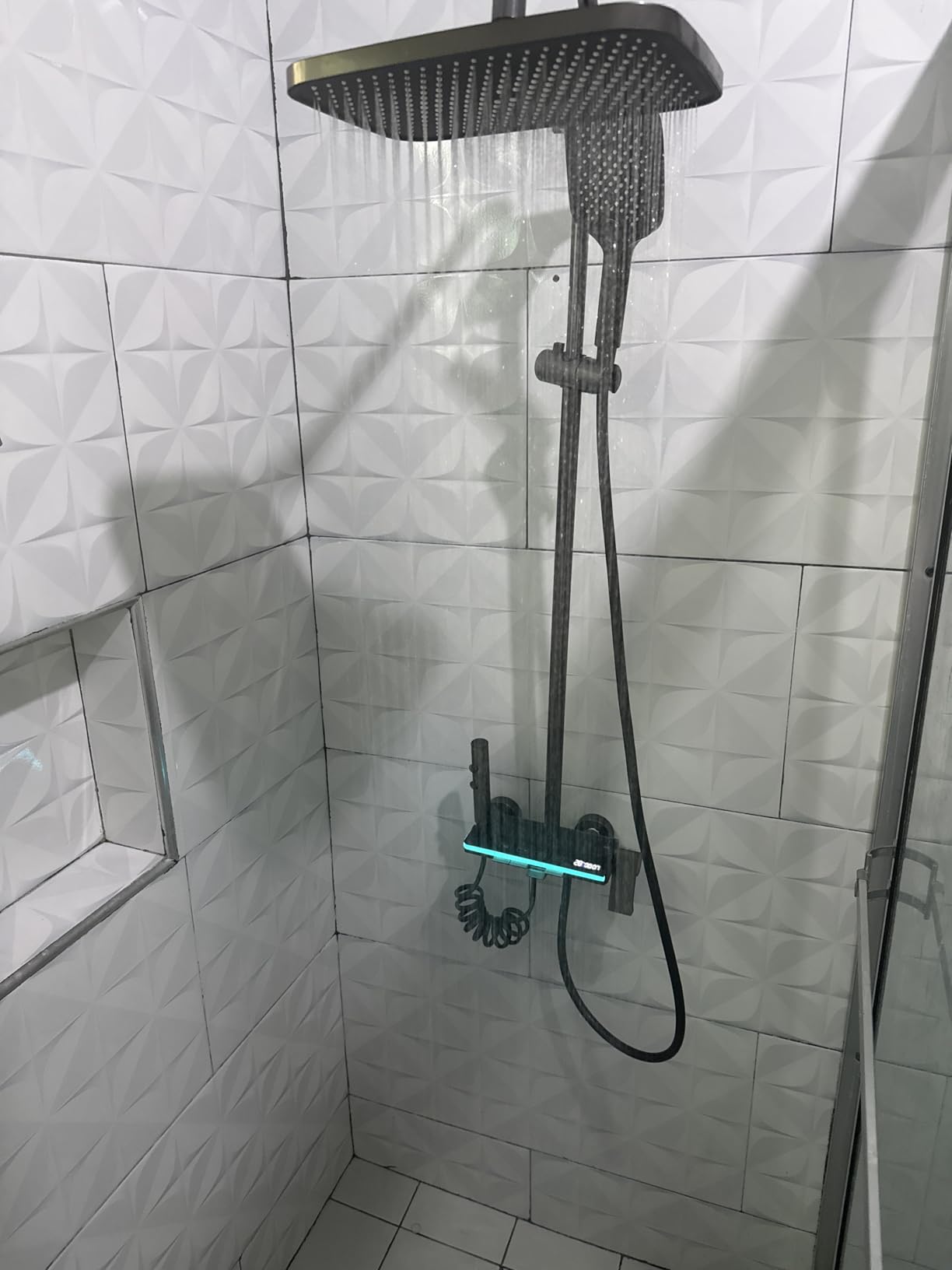 Shower Faucet Sets Complete Thermostatic Shower System Piano-Key Digital Shower Combo Wall Mounted Shower Trim Kit with 11.8