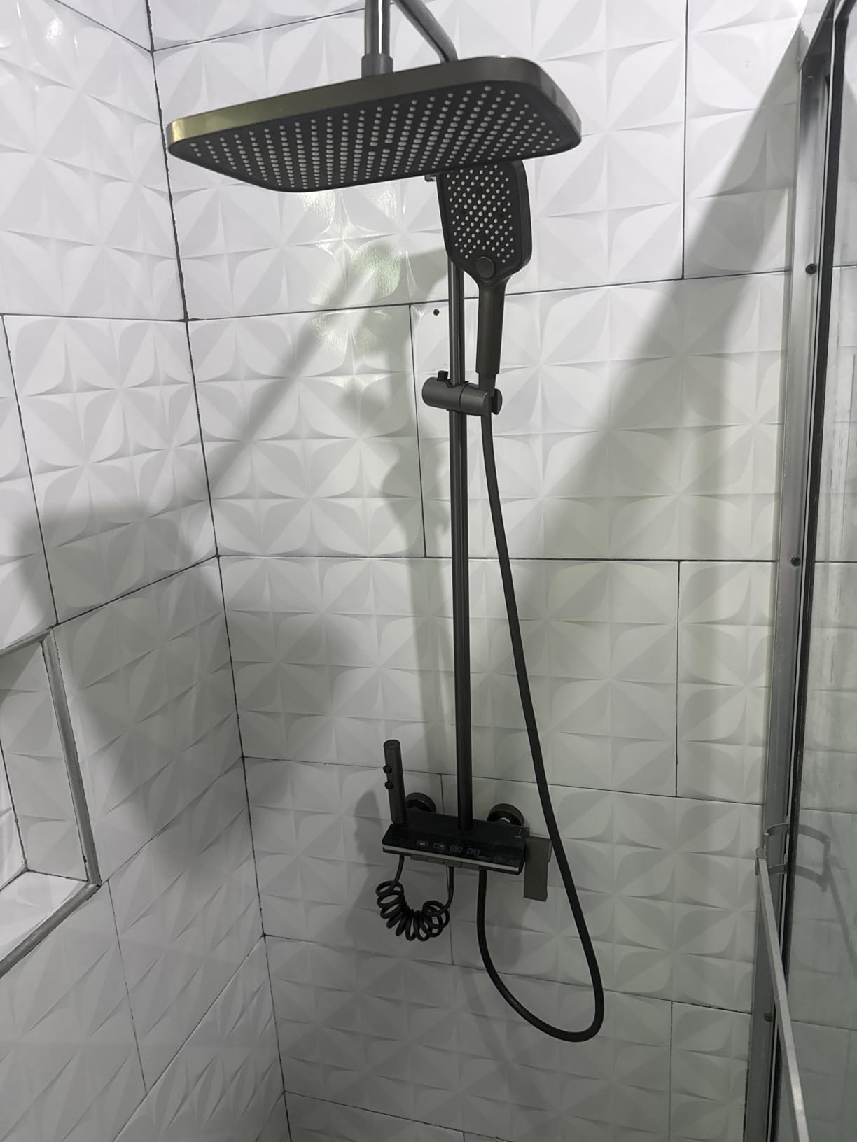 Shower Faucet Sets Complete Thermostatic Shower System Piano-Key Digital Shower Combo Wall Mounted Shower Trim Kit with 11.8