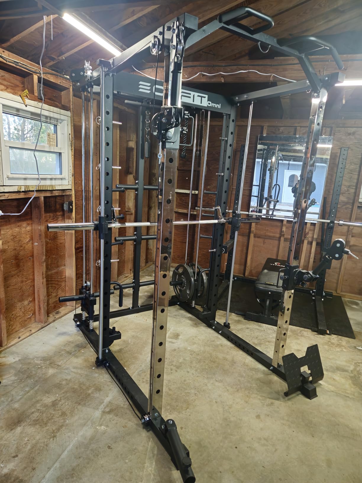 Eonfit E5 Smith Machine with Vertical Leg Press, Power Cage Squat Rack with LAT-Pull Down Cable Crossover Rotating Arms System Home Gym Equipment All in One customer photo 1