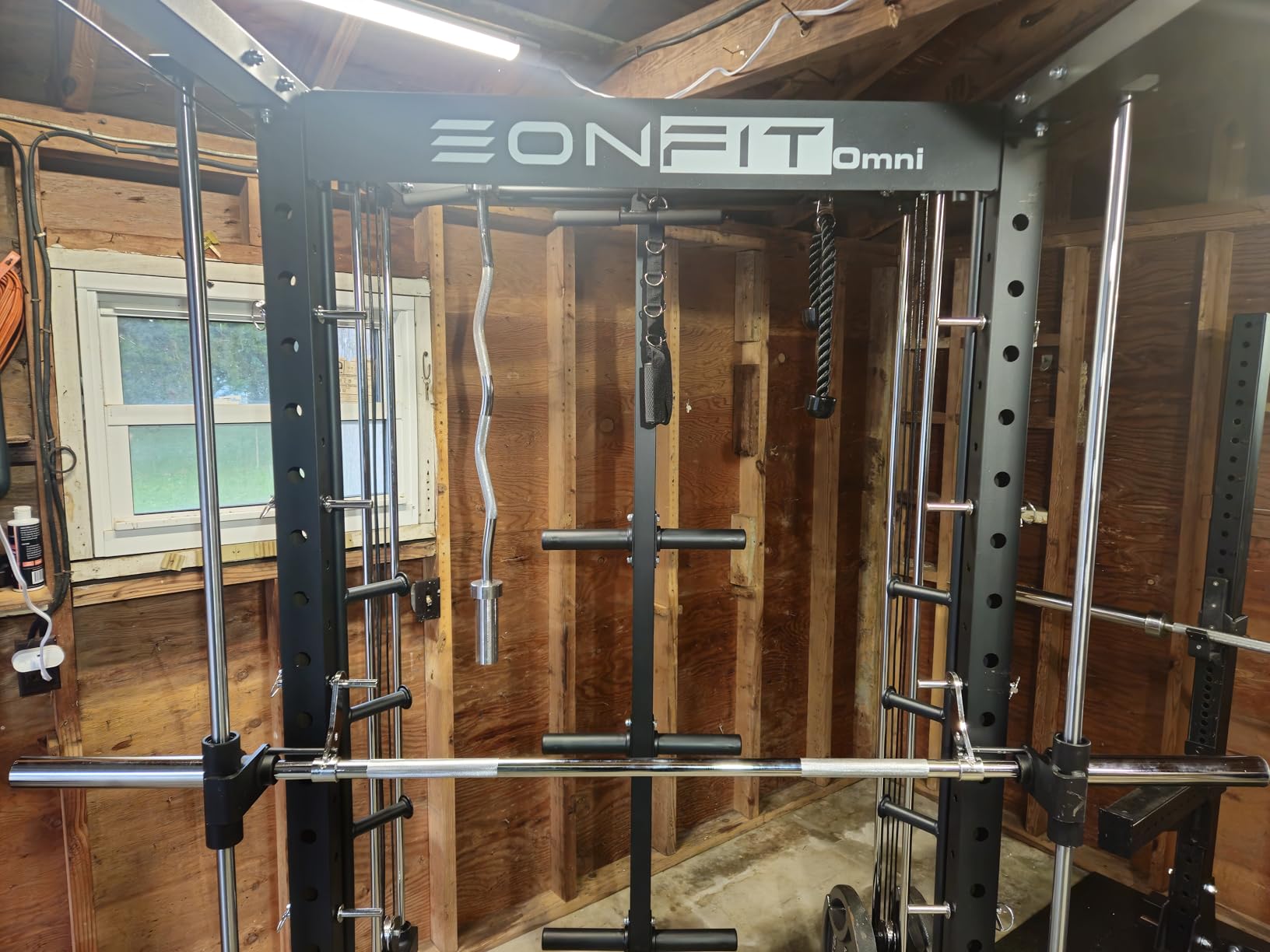 Eonfit E5 Smith Machine with Vertical Leg Press, Power Cage Squat Rack with LAT-Pull Down Cable Crossover Rotating Arms System Home Gym Equipment All in One customer photo 2