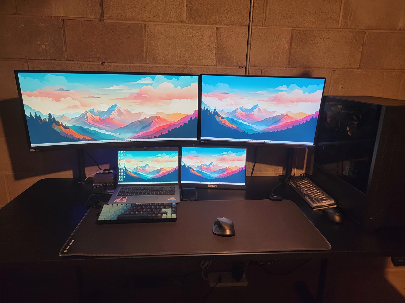HUANUO Electric Standing Desk, 71 x 35 inch Large Height Adjustable Table, Powerful Brushless Motor, 4 Memory Preset, Sit Stand Up Desk, Home Office Computer Table with Thick T-Shaped Frame,White customer photo 2
