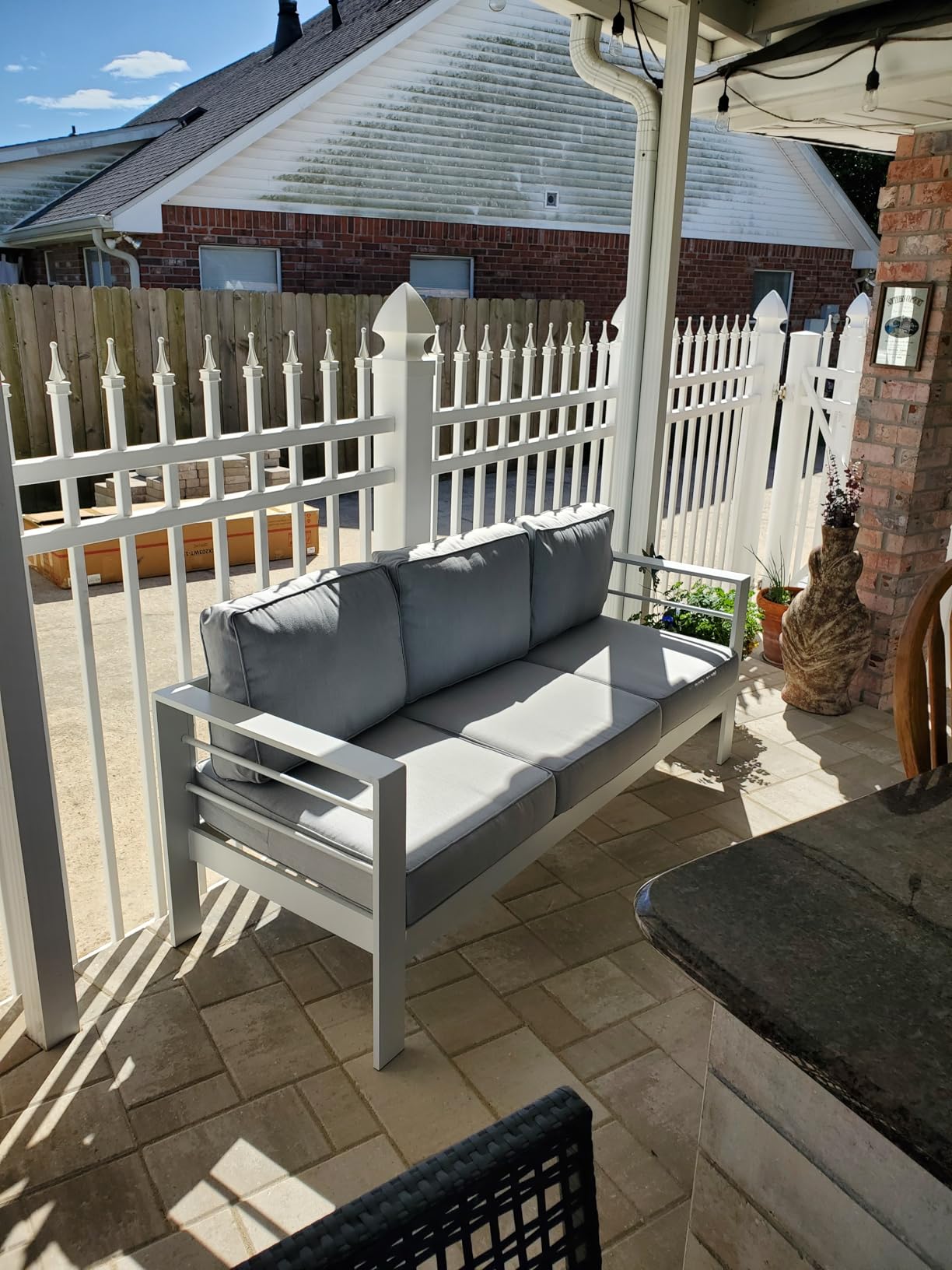 Solaste Aluminum Outdoor Patio Furniture Set, 7 Seats Patio Sectional Sofa with 5