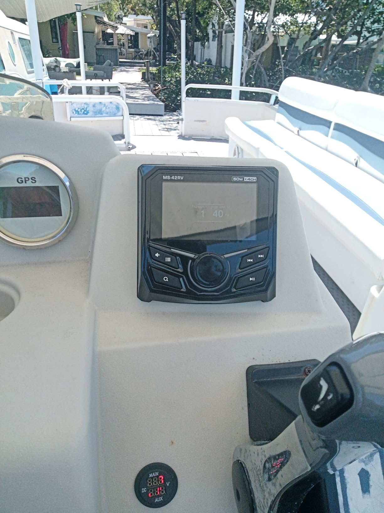 Marine Grade Bluetooth Radio Receiver - Boat Gauge Stereo Multimedia Player - 4.1 Inch LCD Display Backup Camera Input AM FM USB AUX Subwoofer Output for Golf Cart ATV UTV SXS customer photo 1