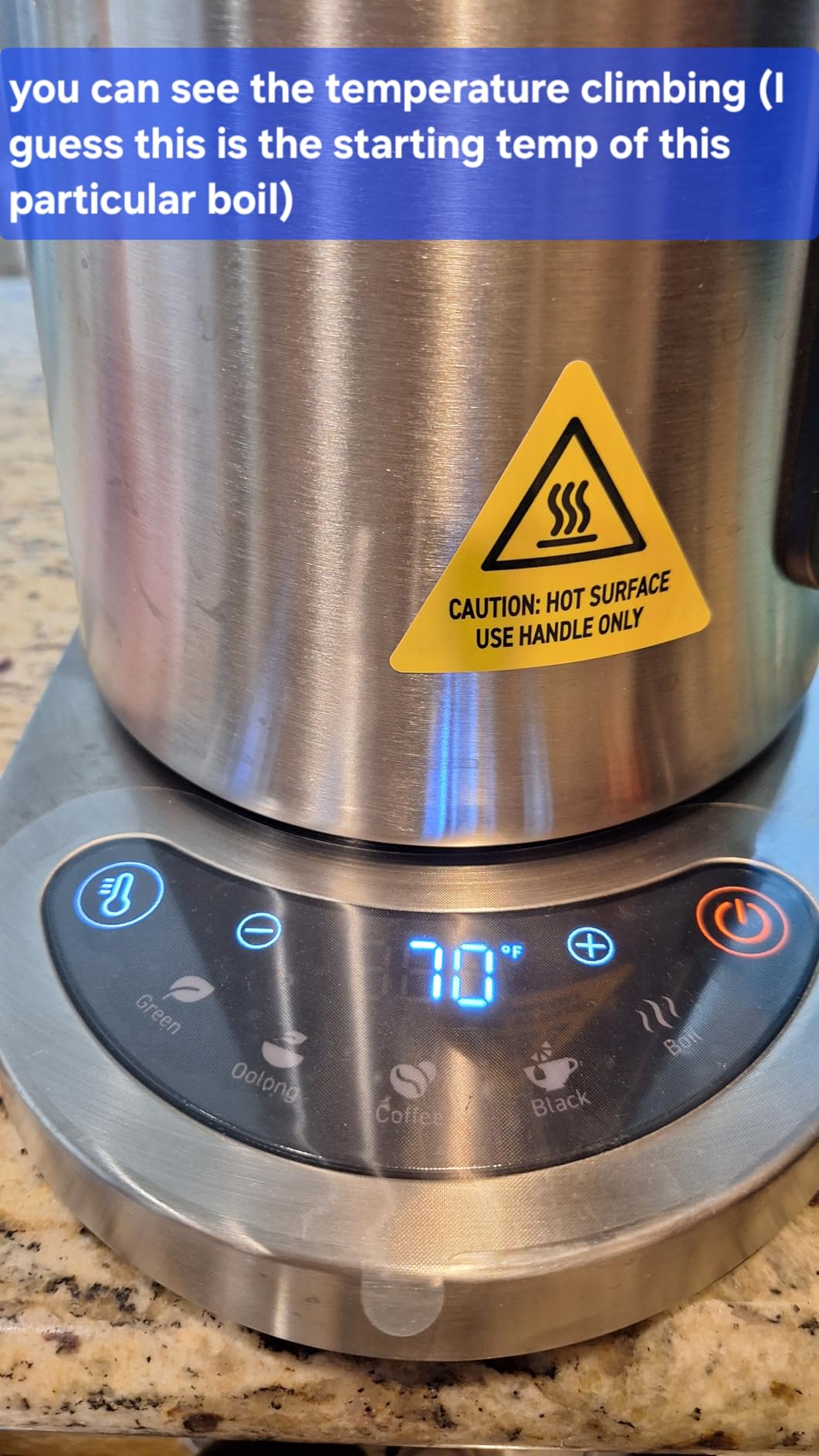 Cosori Electric Kettle, Plastic-Free Interior, 5 Presets Temperature Control, Fast Boiling, 2 Lid Opening, 60Min Keep Warm, Stainless Steel Tea Kettle for Tea, Hot Water, Boil Water, Coffee, 1.7L customer photo 1