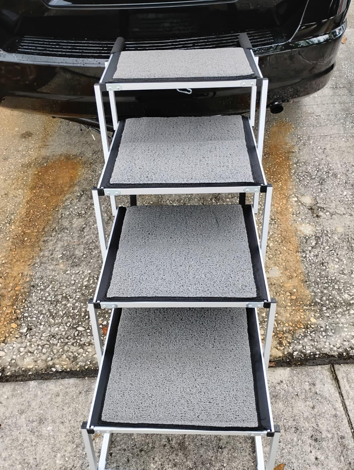 Dog Stairs for Large Dogs, 𝟐𝟎'' 𝐄𝐱𝐭𝐫𝐚 𝐖𝐢𝐝𝐞 Foldable Dog Ramp for Car, SUV & Truck, Non-Slip DogSteps for High Beds, 4-Step Aluminum Frame, Supports up to 250 lbs customer photo 1