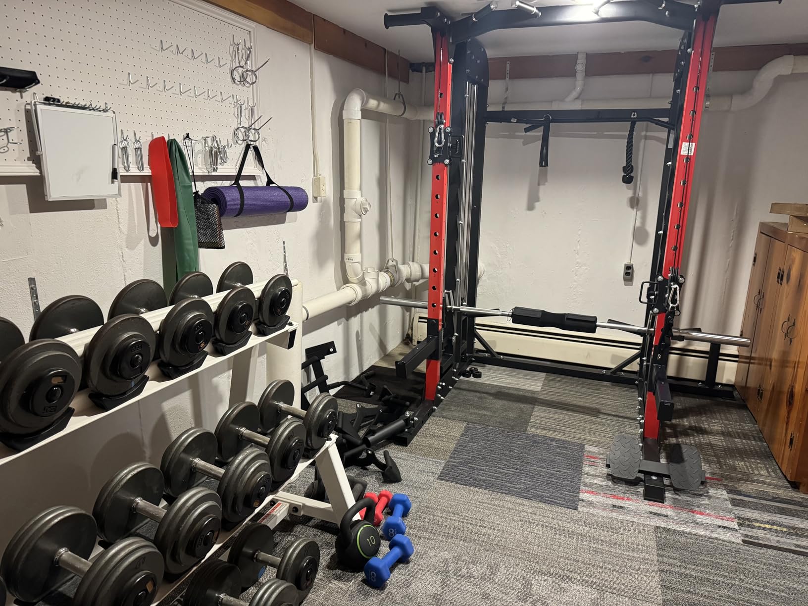 pooboo Multi-Functional Machine Power Cage, 2000LB Squat Rack, LAT-Pull Down System, Dual Pulley Cable Crossover customer photo 2
