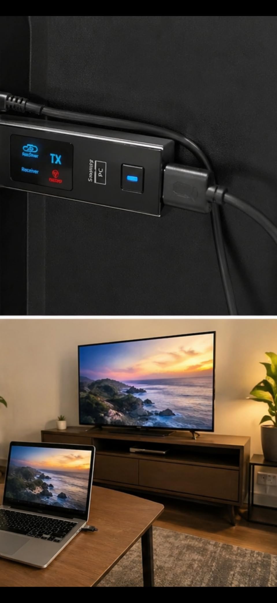 2026 New Wireless HDMI Transmitter and Receiver, 360FT/110M Extender 4K Decode 1080P@60Hz Output with LED Display, Plug&Play 5.8+2.4G Streaming Video/Audio from PC/Laptop/TV Box to Monitor customer photo 1