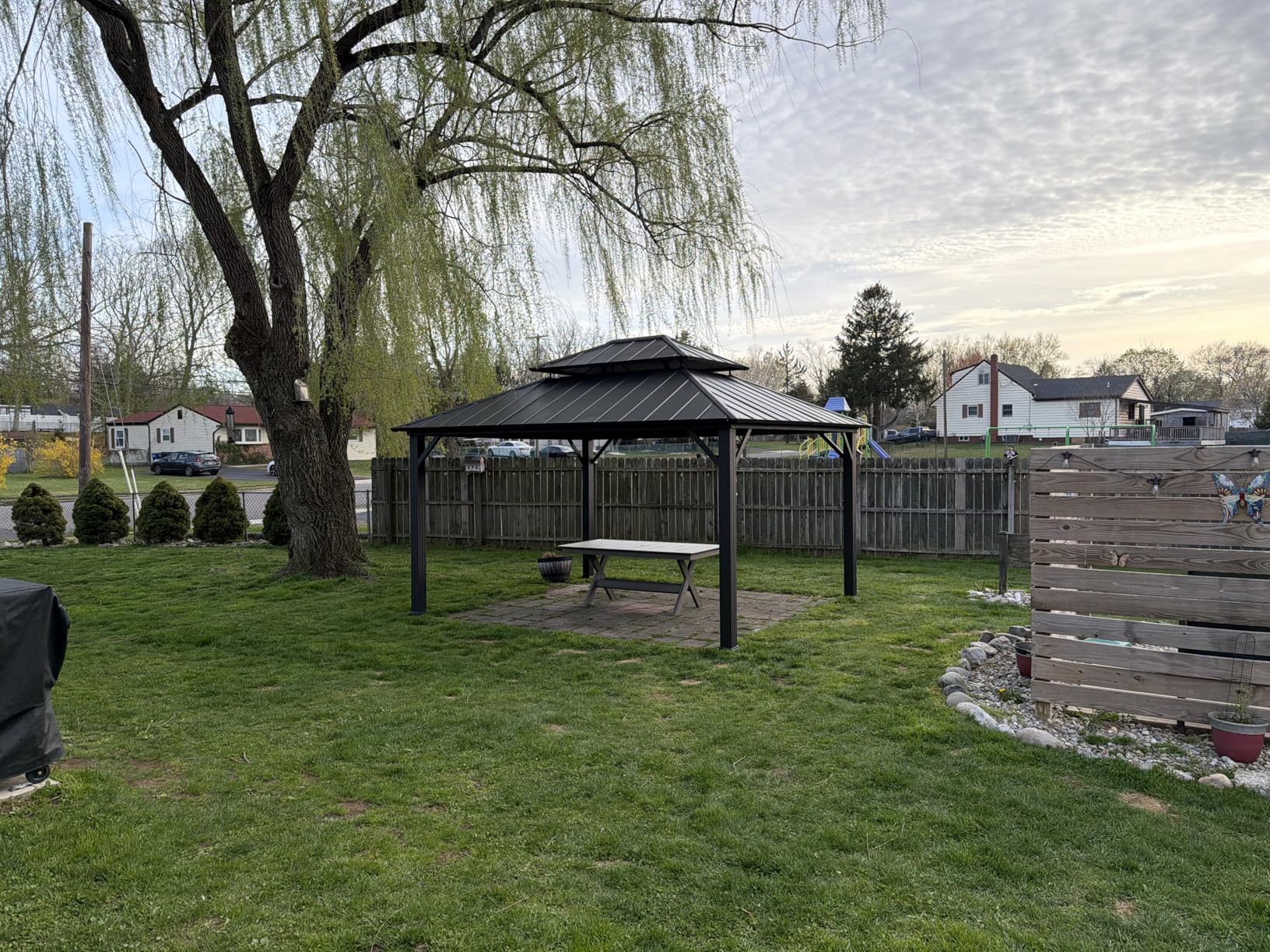 UDPATIO 10' x 10' Hardtop Gazebo, Outdoor Metal Gazebo with Galvanized Steel Roof, Permanent Pavilion with Netting customer photo 1