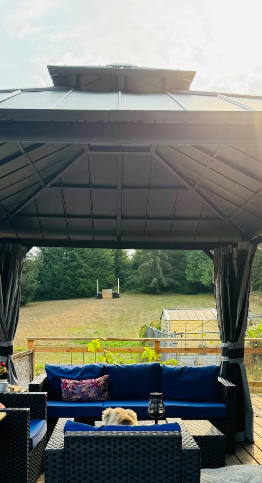 UDPATIO 10' x 10' Hardtop Gazebo, Outdoor Metal Gazebo with Galvanized Steel Roof, Permanent Pavilion with Netting customer photo 2