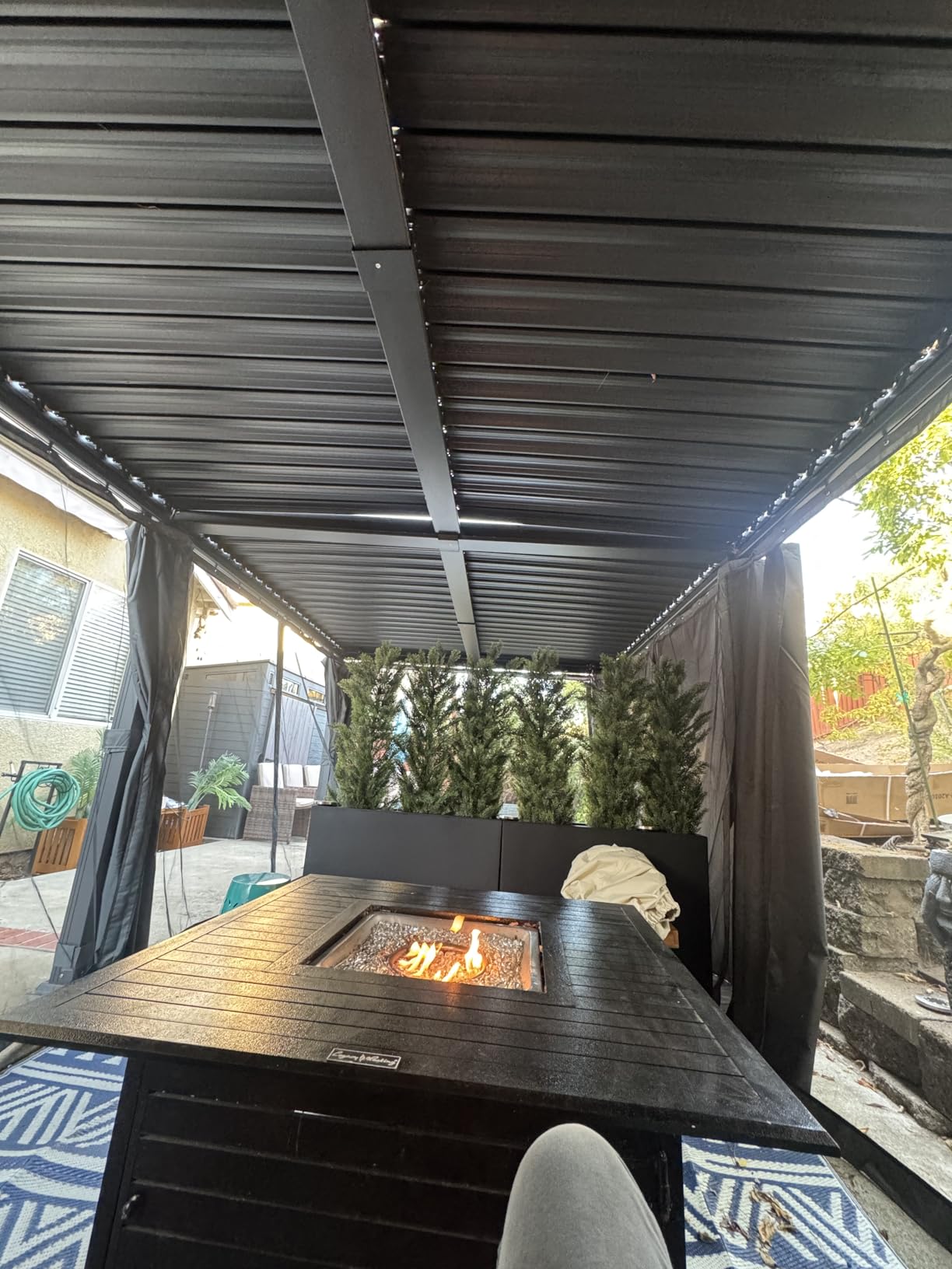 AirWire 10x12 FT Louvered Pergola, Outdoor Pergola with 2 Independent Adjustable Roof and Drainage System, Metal Patio Pavilion, Hardtop Gazebo for Patio, Deck, Garden, Dark Gray customer photo 1