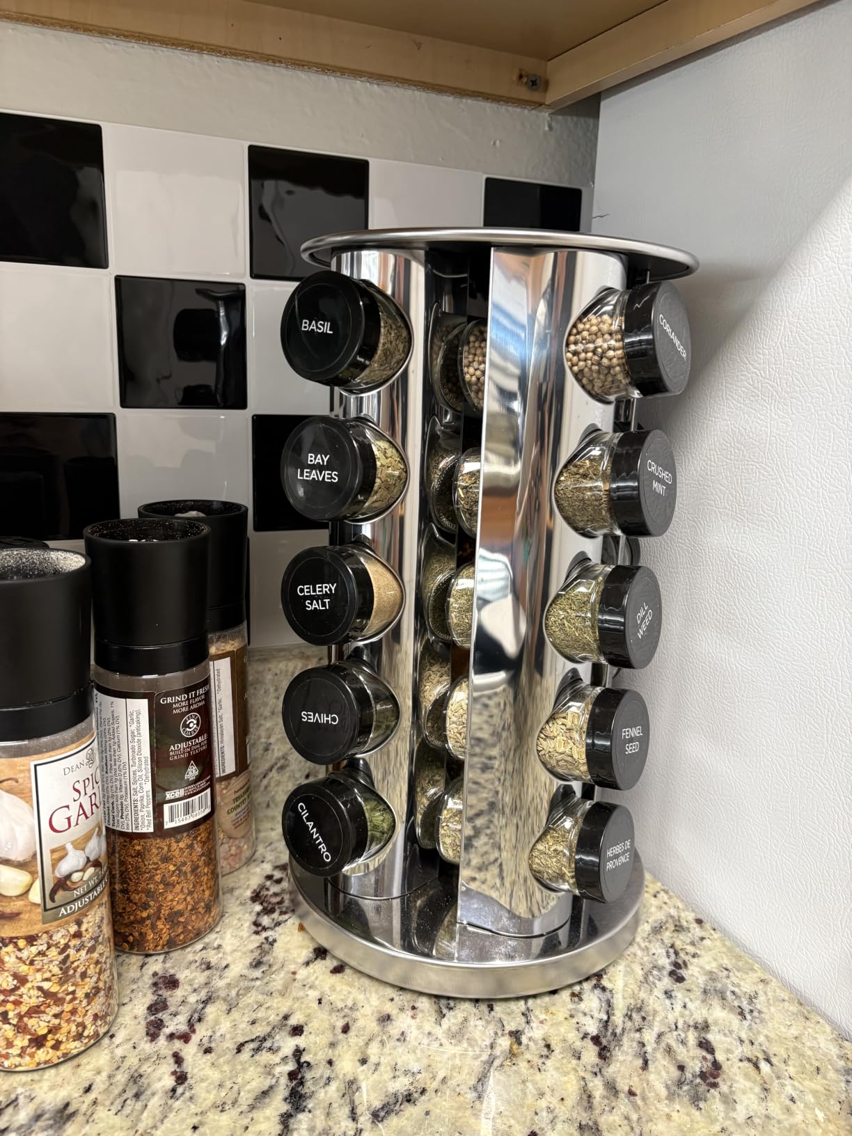 Kamenstein 20 Jar Revolving Countertop Spice Rack with Spices Included, FREE Spice Refills for 5 Years, Polished Stainless Steel customer photo 1