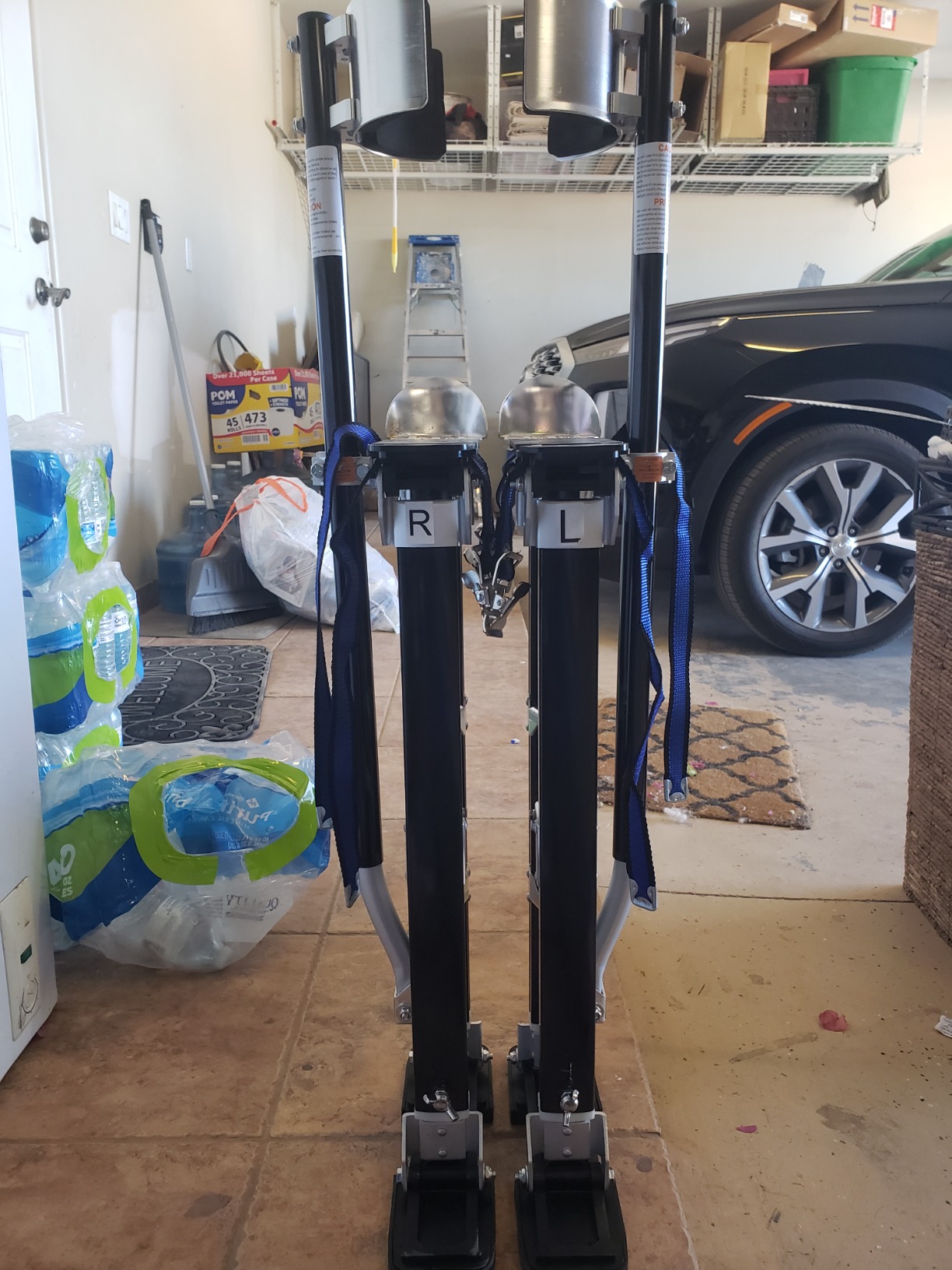 Drywall Stilts 24-40 Inch Adjustable Height Stilts for Adults - Lightweight Aluminum Paint Stilts with Protective Pads Durable Nonslip Work Stilts for Sheetrock or Painting by Pentagon Tools (Black) customer photo 1