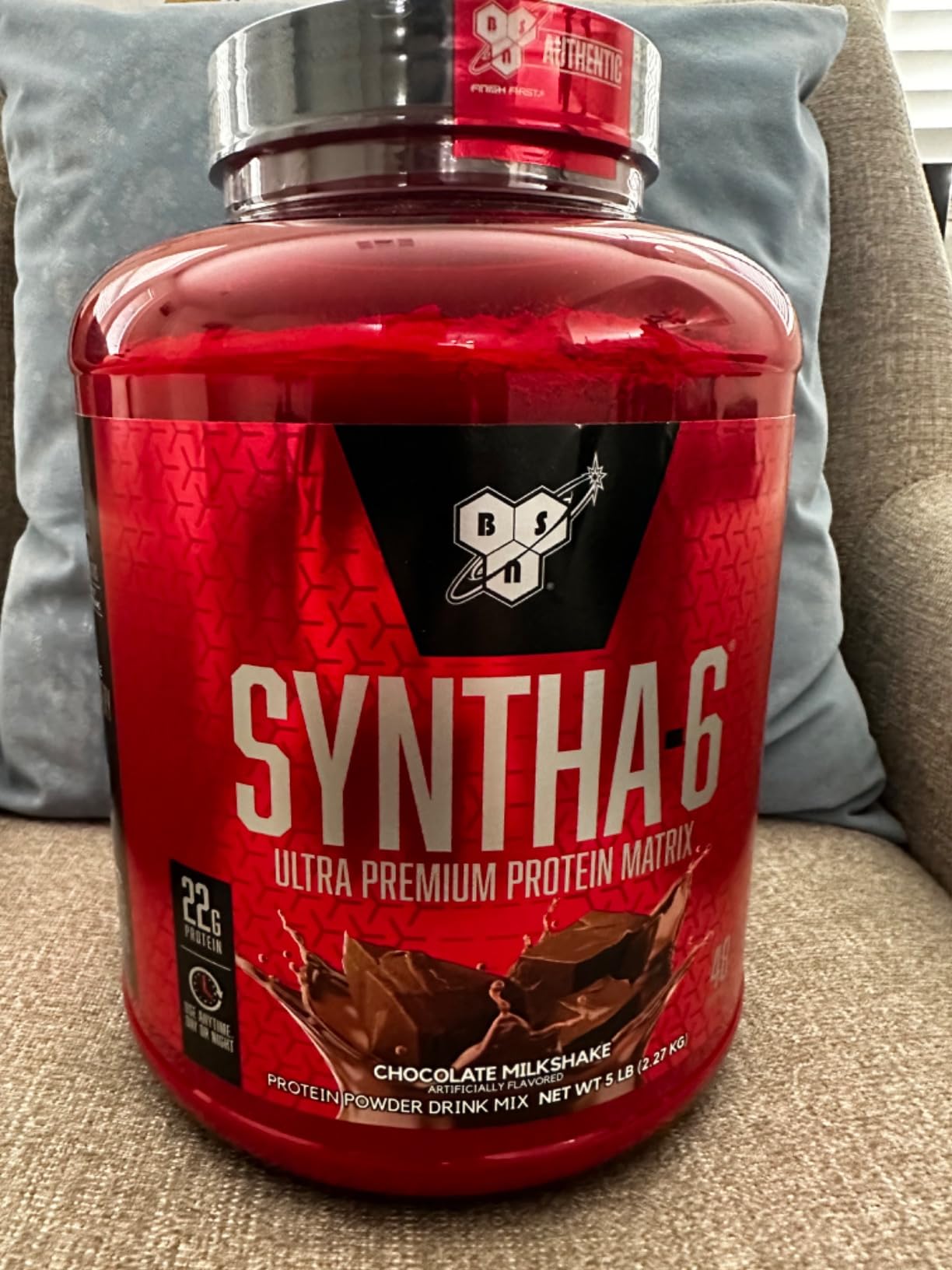 BSN SYNTHA-6 Whey Protein Powder, Micellar Casein, Milk Protein Isolate, Chocolate Milkshake, 48 Servings customer photo 1
