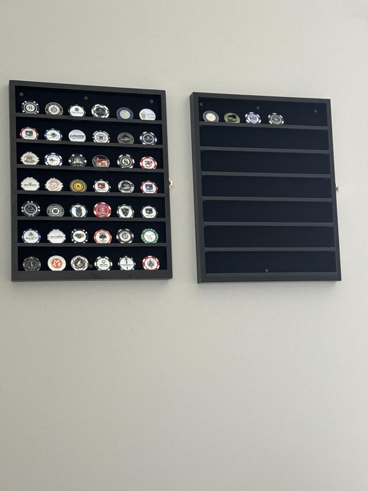 Military Challenge Coin Display Case Wall Mount Cabinet Poker Chips Holder Display Case Stand Rack Mahogany Finish Frame Pro 98% UV Protection customer photo 2