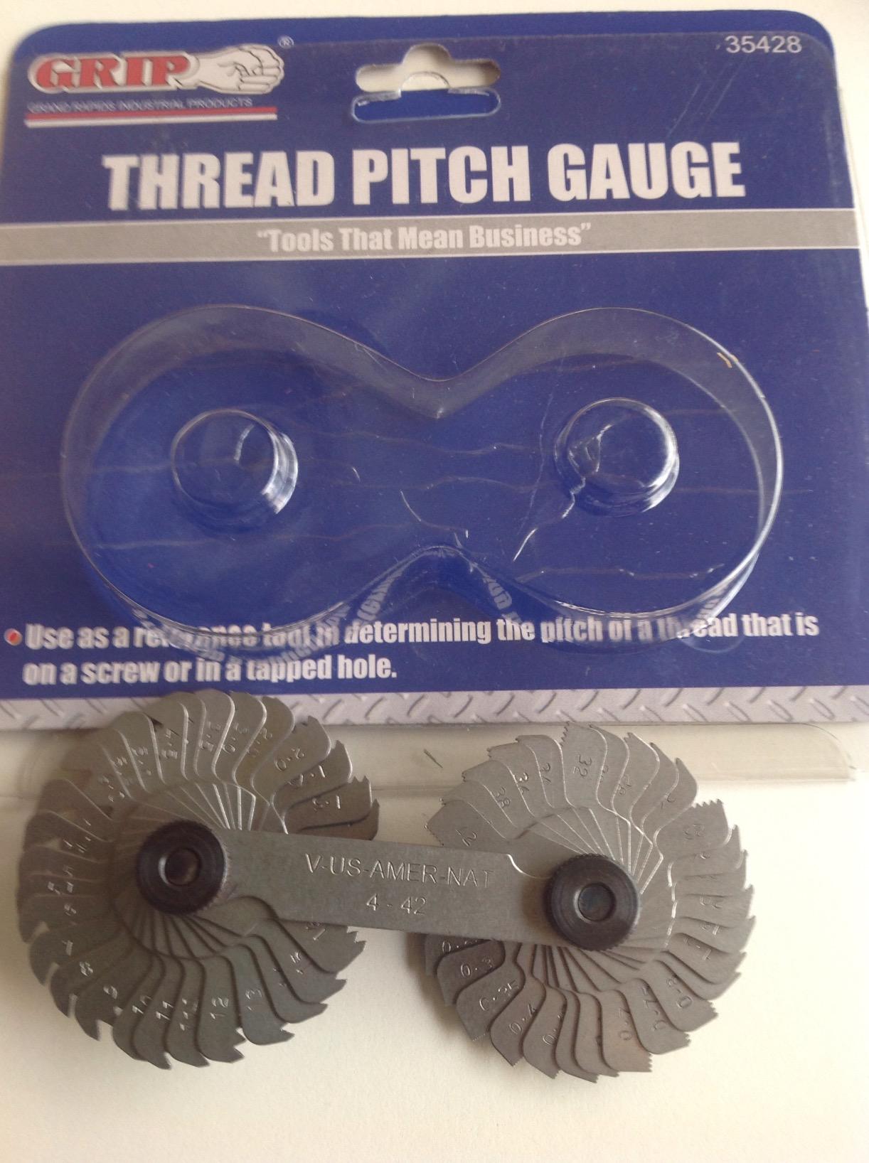Grip US American National Thread Pitch Gauge MM & SAE Markings - Measures Counts from .25 to 5.5mm and 4 to 42 SAE - 60 Degree Thread Profiles and Locking Devices customer photo 1