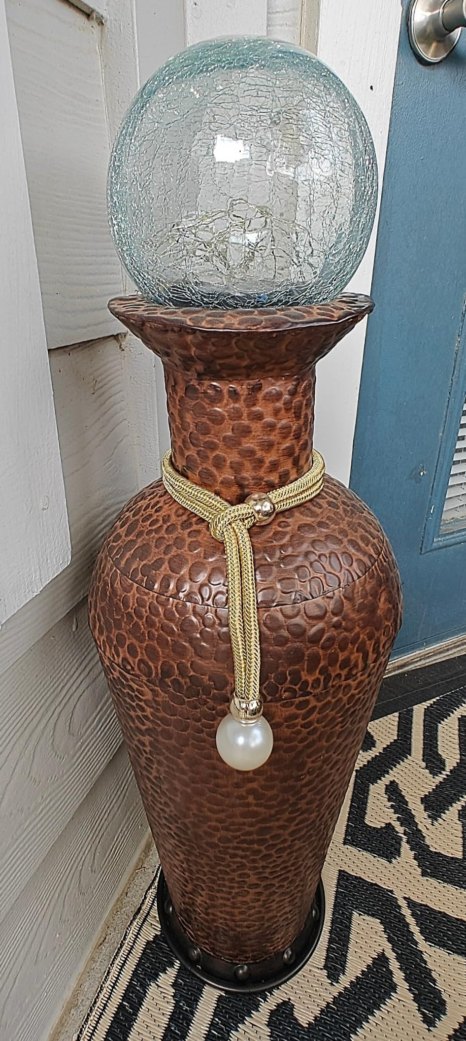 Deco 79 Metal Decorative Vase Indoor Outdoor Tall Floor Bottleneck Centerpiece Vases with Bubble Texture, Set of 3 (50
