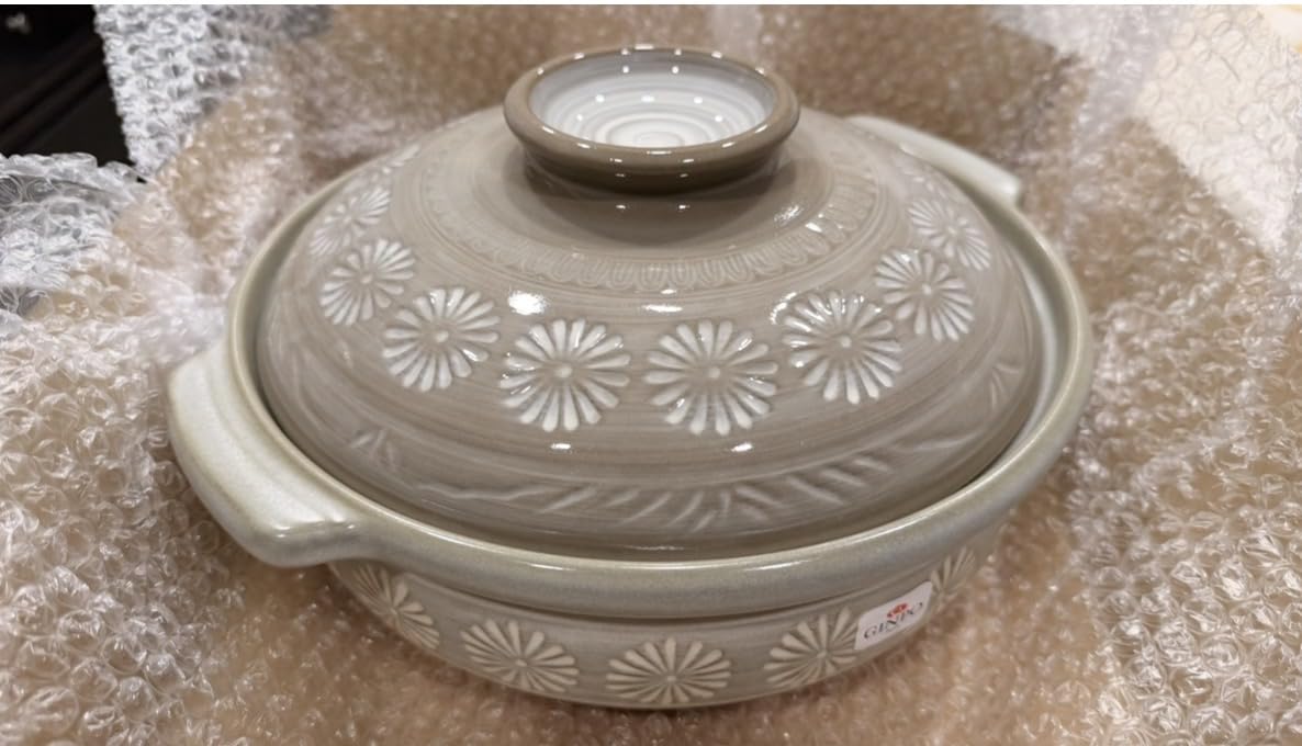 Banko Ware 52013 Ginpo Hanamishima Earthenware Pot (Deep Pot), No. 9, For 4-5 People customer photo 2