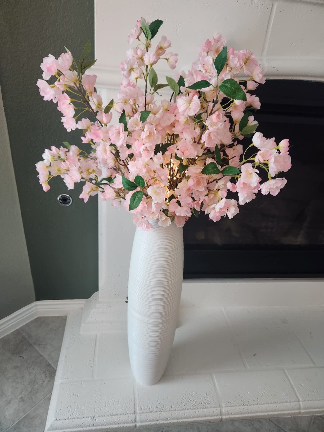 Leewadee Large Brown Home Decor Floor Vase - Wooden 34 inch Tall Farmhouse Decor Flower Holder for Fake Plant and Pampas Grass customer photo 1