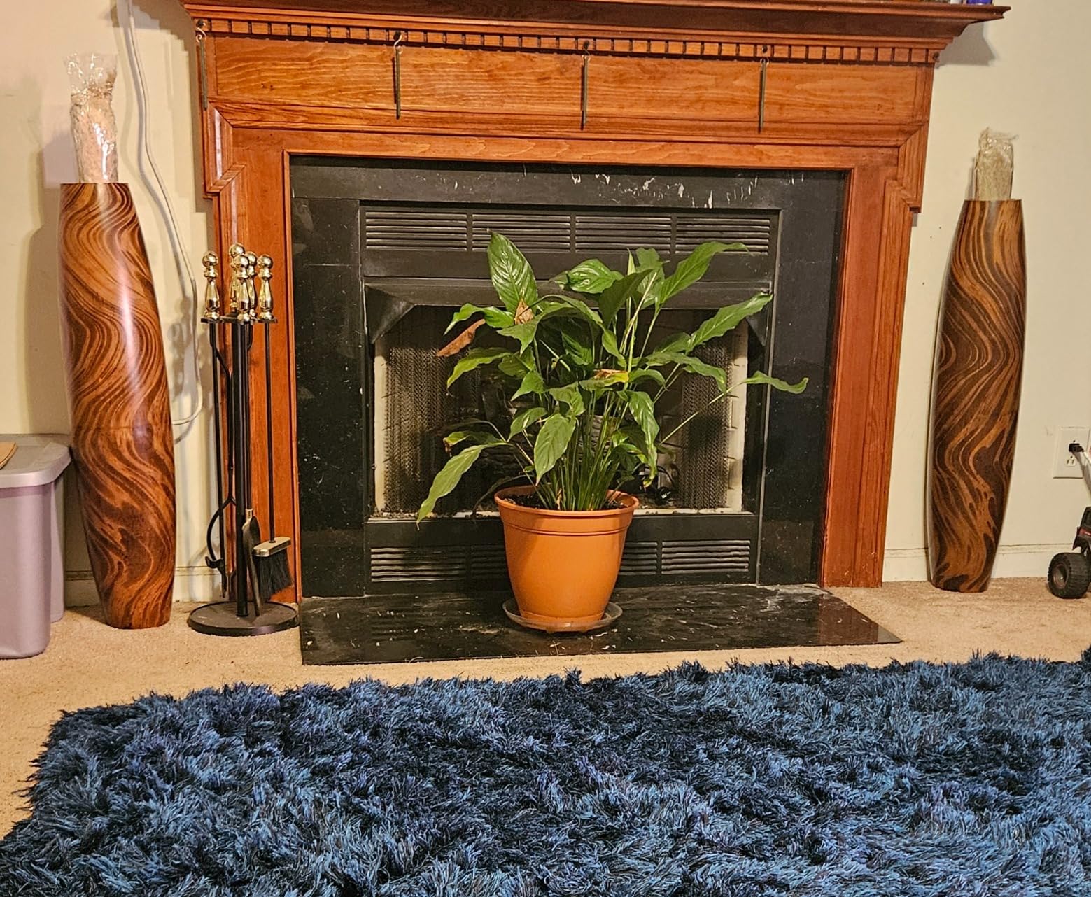 Leewadee Large Brown Home Decor Floor Vase - Wooden 34 inch Tall Farmhouse Decor Flower Holder for Fake Plant and Pampas Grass customer photo 2