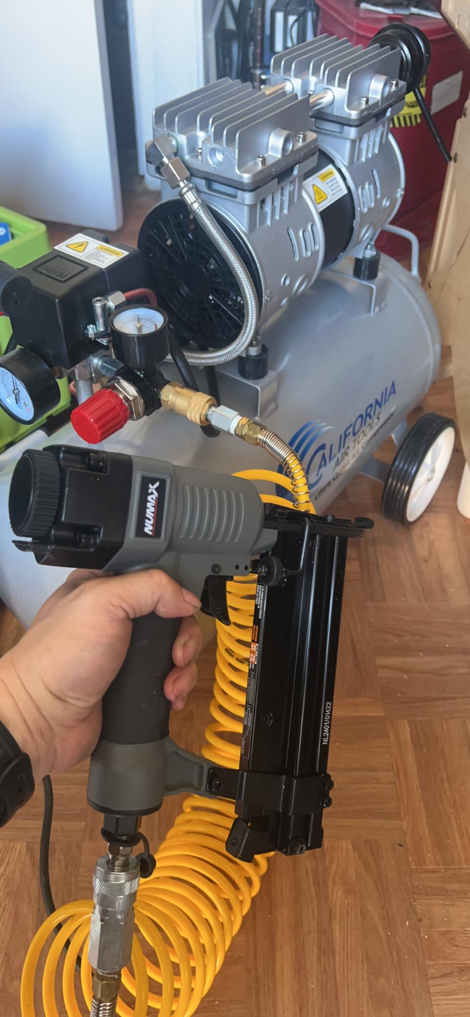 NuMax 2-in-1 18-Gauge Pneumatic Brad Nailer and Narrow Crown Stapler, Lightweight Finish Tool for Trim, Baseboards, Cabinet Backing, and DIY Projects, S2-118G2 customer photo 1
