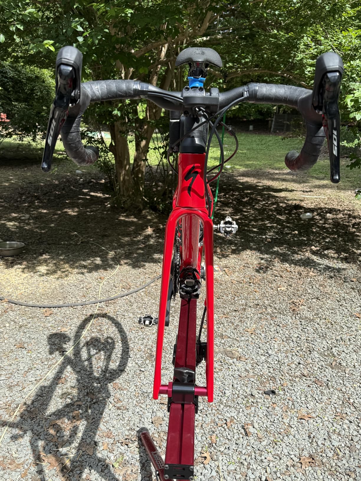 Feedback Sports Sprint Bike Repair Stand | Compact Bicycle Workstand W/Tripod Base | 360-Degree Rotation | Dropout Style Mount | Red customer photo 1