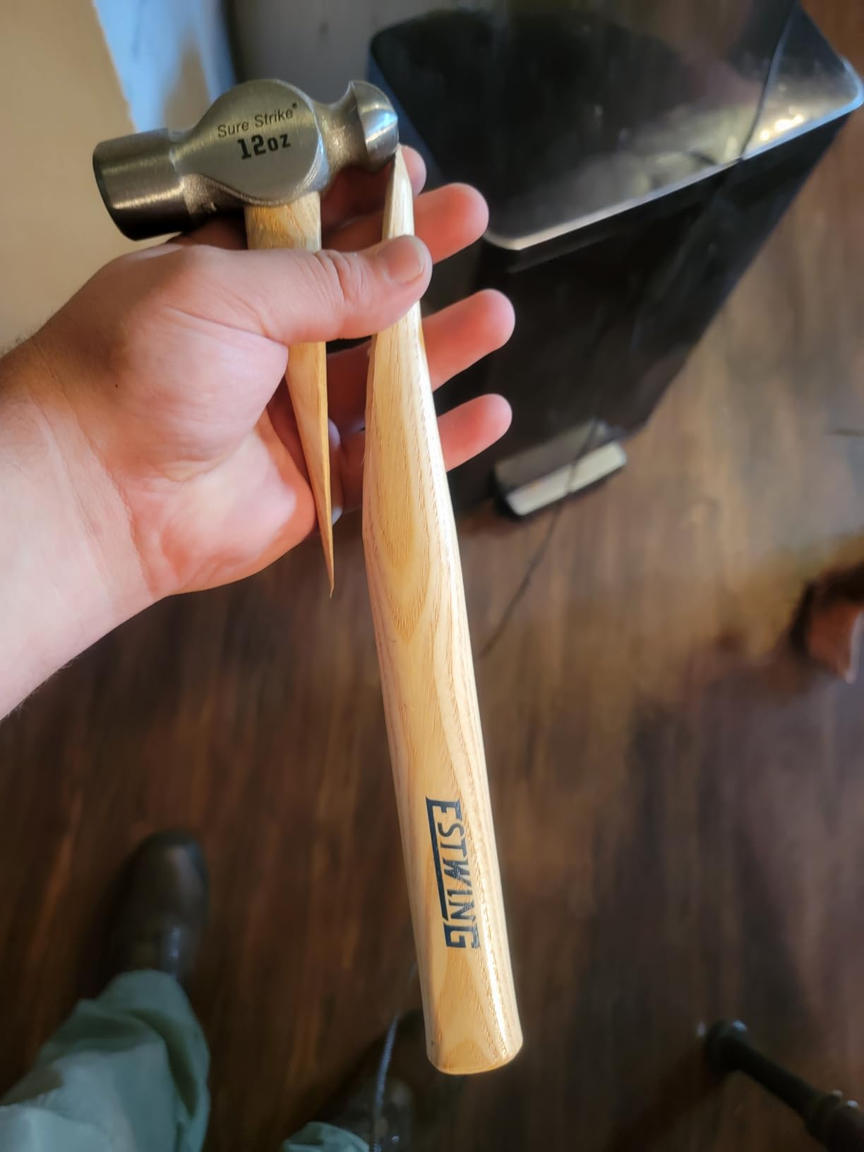 ESTWING Sure Strike Ball Peen Hammer - 16 oz Metalworking Tool with Forged Steel Head & Hickory Wood Handle - MRW16BP customer photo 2