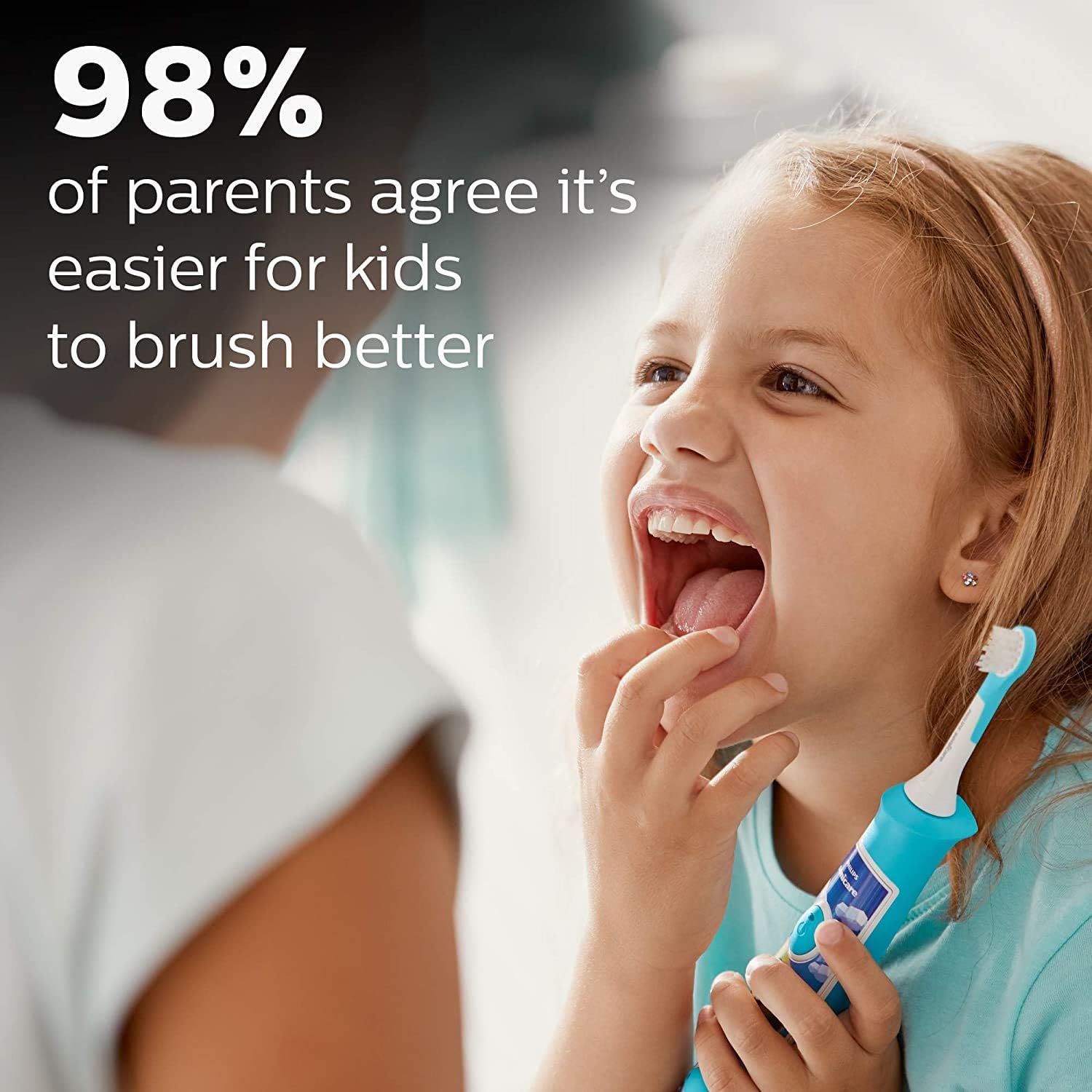 Philips Sonicare for Kids 3+ Bluetooth Connected Rechargeable Electric Power Toothbrush, Interactive for Better Brushing, Turquoise, HX6321/02 customer photo 2
