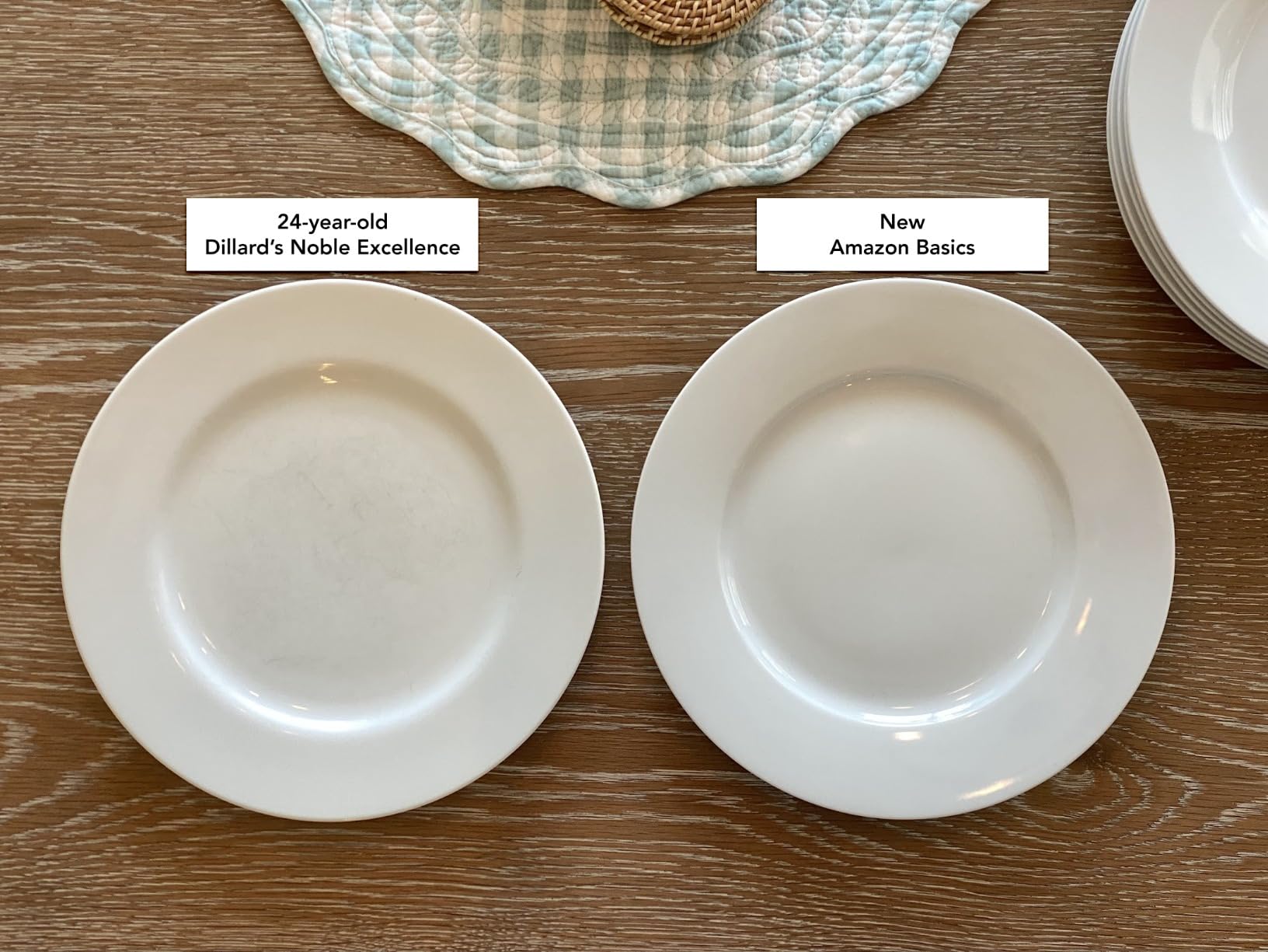 Amazon Basics 6-Piece White Dinner Plate Set, Microwave and Dishwasher Safe for Everyday Use, 10.5 inches customer photo 1