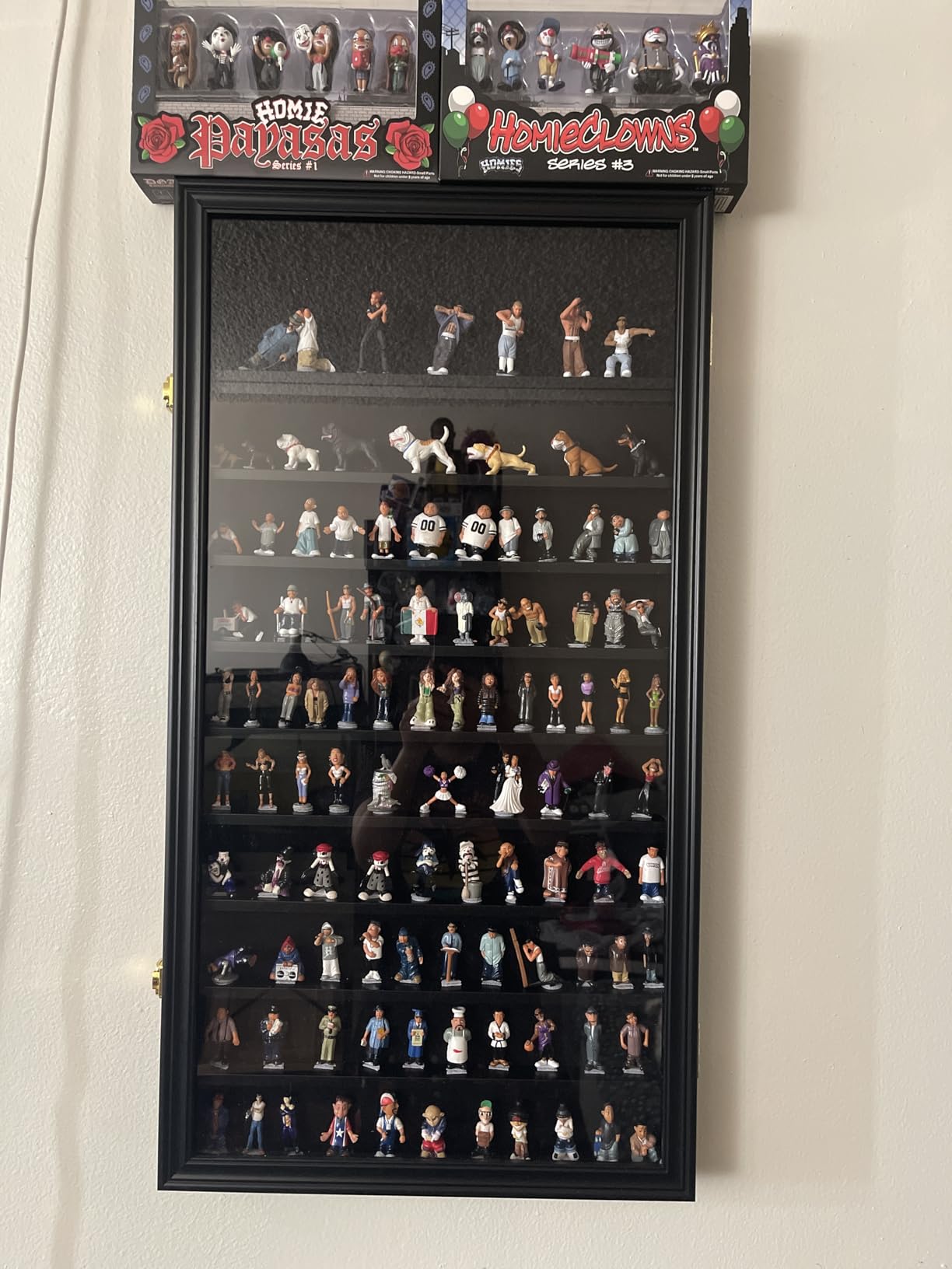Minifigure Display Case - Building Block Toy Wall Cabinet Showcase for Small Miniature Collectibles Mini Brands Thimbles, Lockable UV Protection Door (Black Finish Frame) customer photo 1